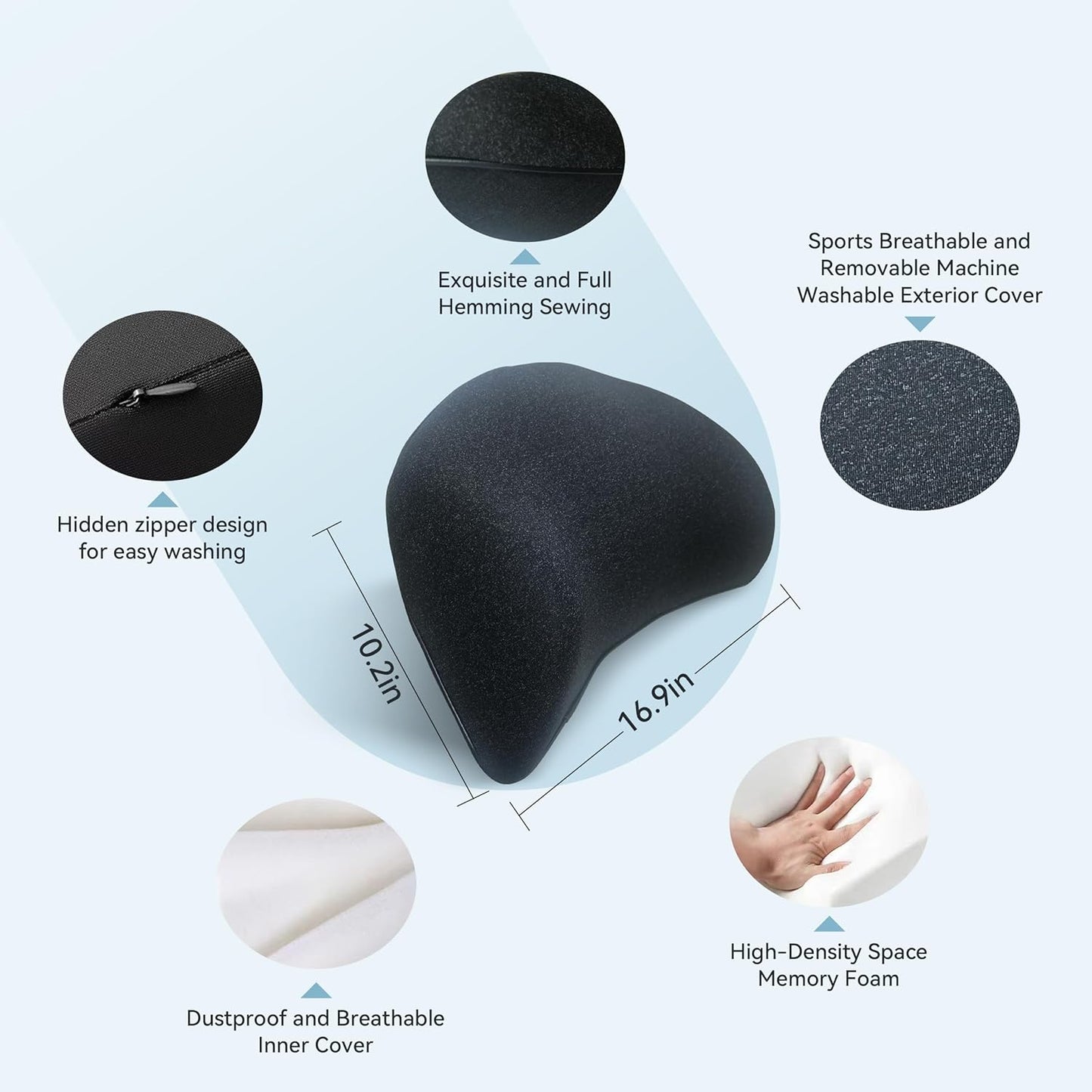 Super Snug Lumbar Support Pillow for Car, 100% Memory Foam Lumbar Pillow with Breathable Removable Cover, Ergonomic Design - Back Pillow Lumbar Support Pillow for Car Seat/Back Pain Relief(Black, 1PC)