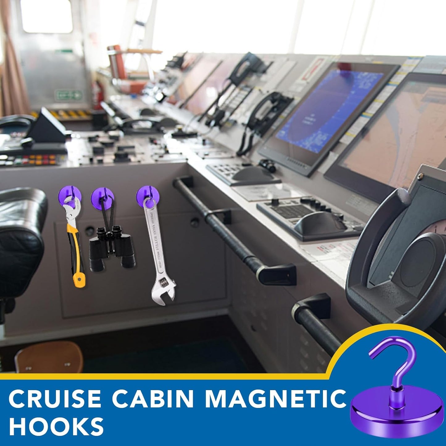 LOVIMAG Cruise Essentials, 150Lbs Cruise Door Magnets, Purple Magnet Hooks for Cruise Cabin Strong Magnetic Hooks for Hanging, Refrigerator, Celling -6 Pack