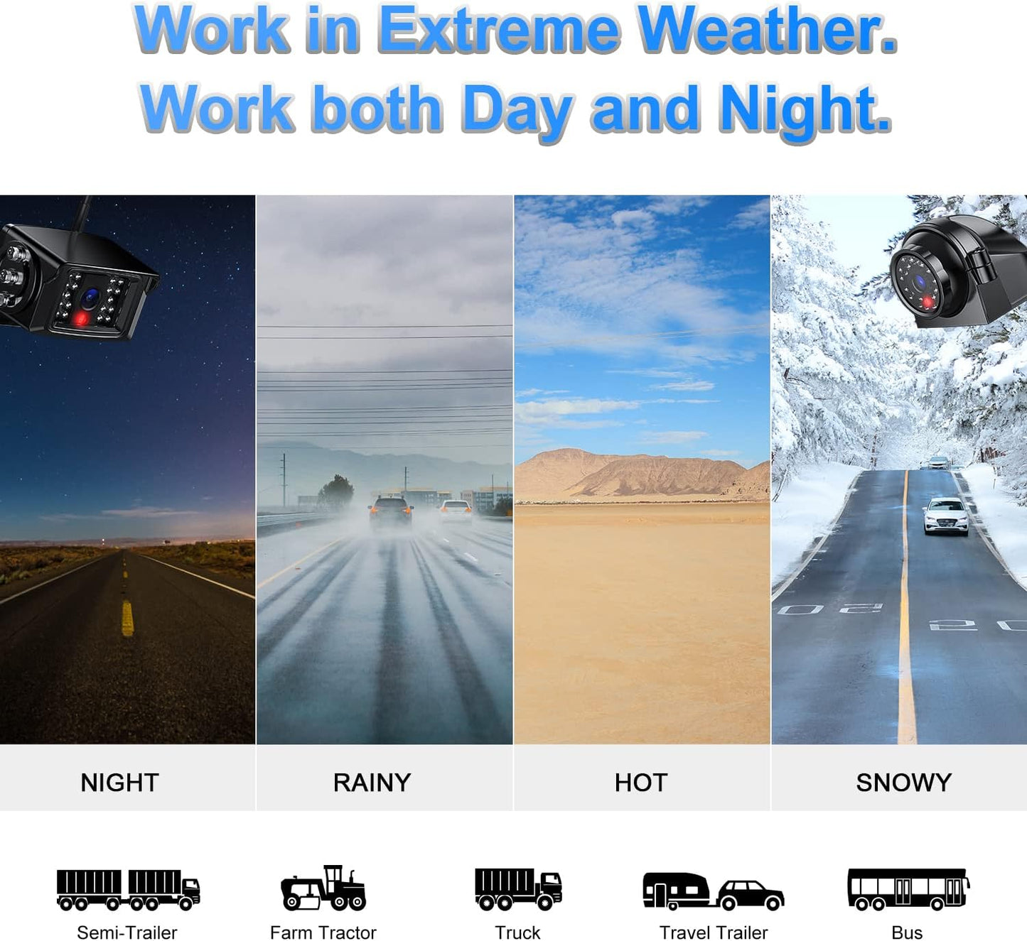 Fookoo HD 1080P 9" Wireless Backup Camera System, 9-inch Quad Split Screen Monitor w/Recording, IP69 Waterproof Side View Rear View Cameras, Digital Signal, Parking Lines for RV/Truck/Trailer (DW9T4)