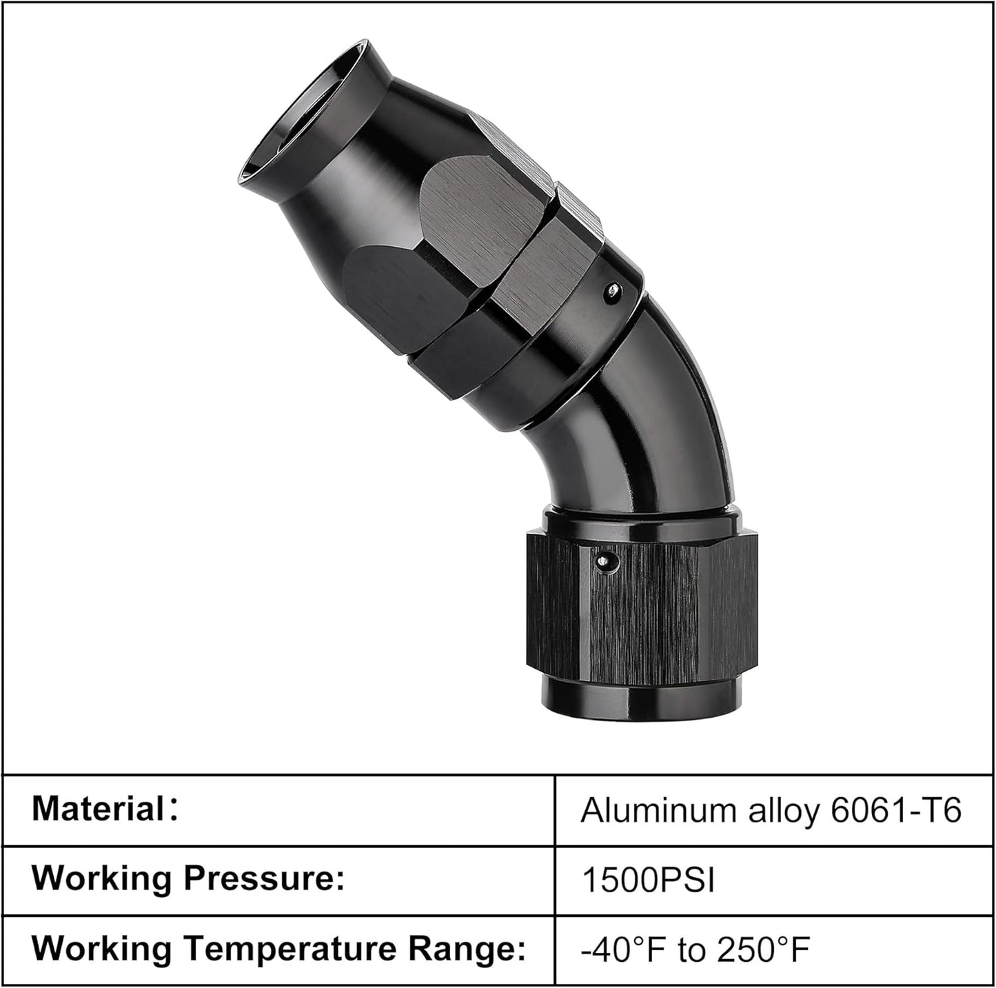 EVIL ENERGY 12AN 60 Degree PTFE One Piece Full Flow End Hose Fitting Aluminum Black