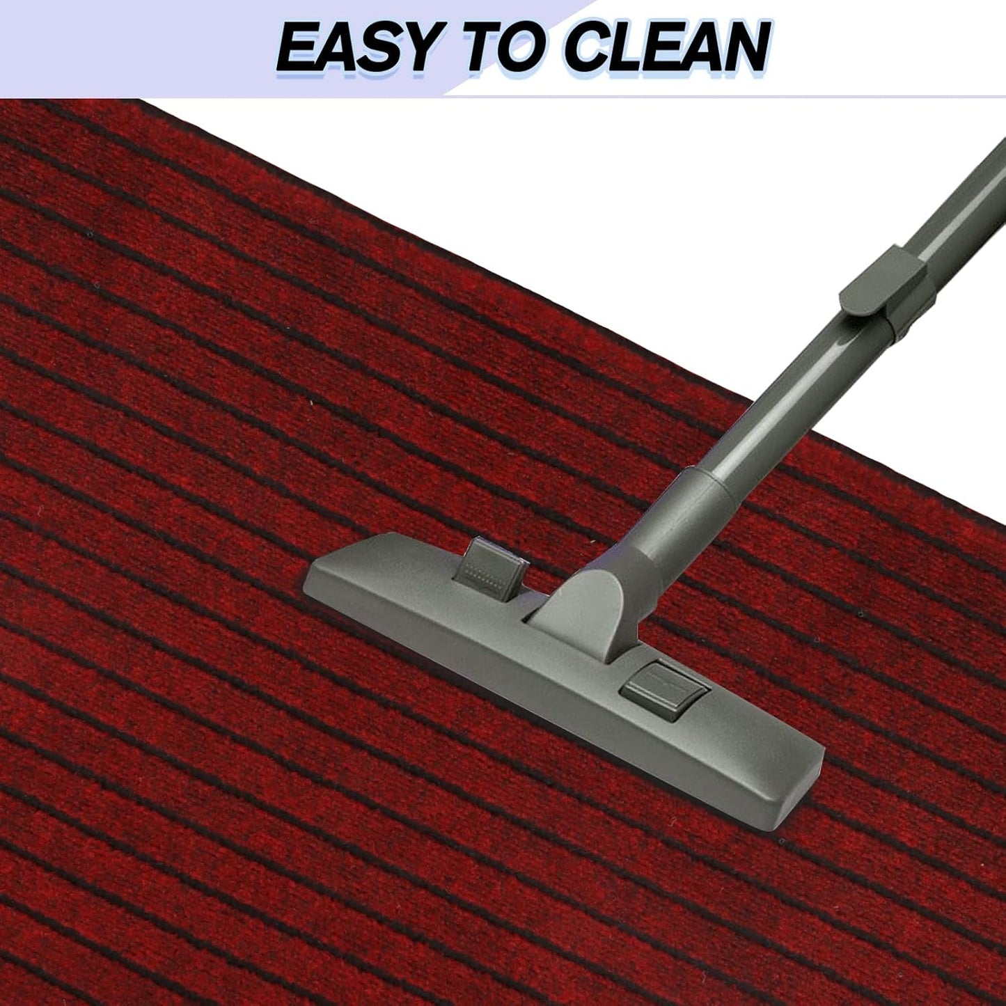 Custom Size Backed Non-Slip Area Rugs Runner, Easy Clean, Waterproof Runner Rugs for Hallway Entryway, Kitchen, Laundry, 4FT x 35FT, Red Stripe