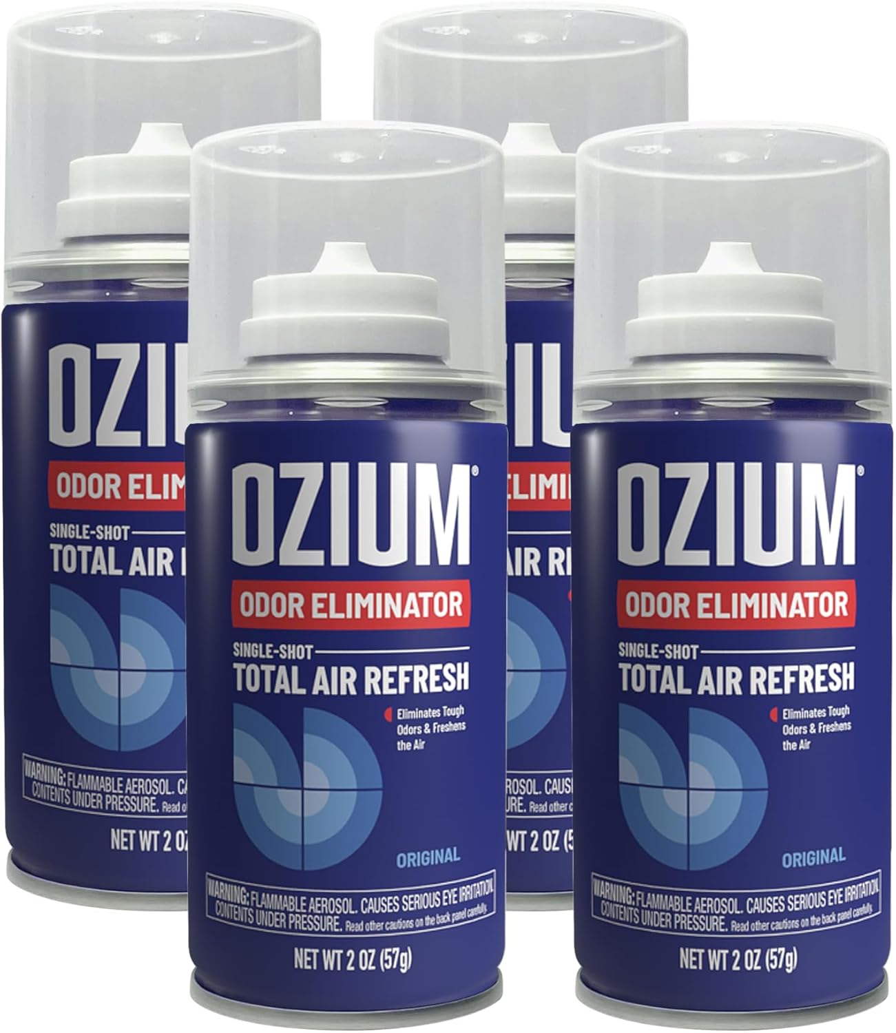 OZIUM® Air Freshener Odor Eliminator, 2oz Single Shot Total Air Refresh & Car Air Freshener – Original – 4 Pack