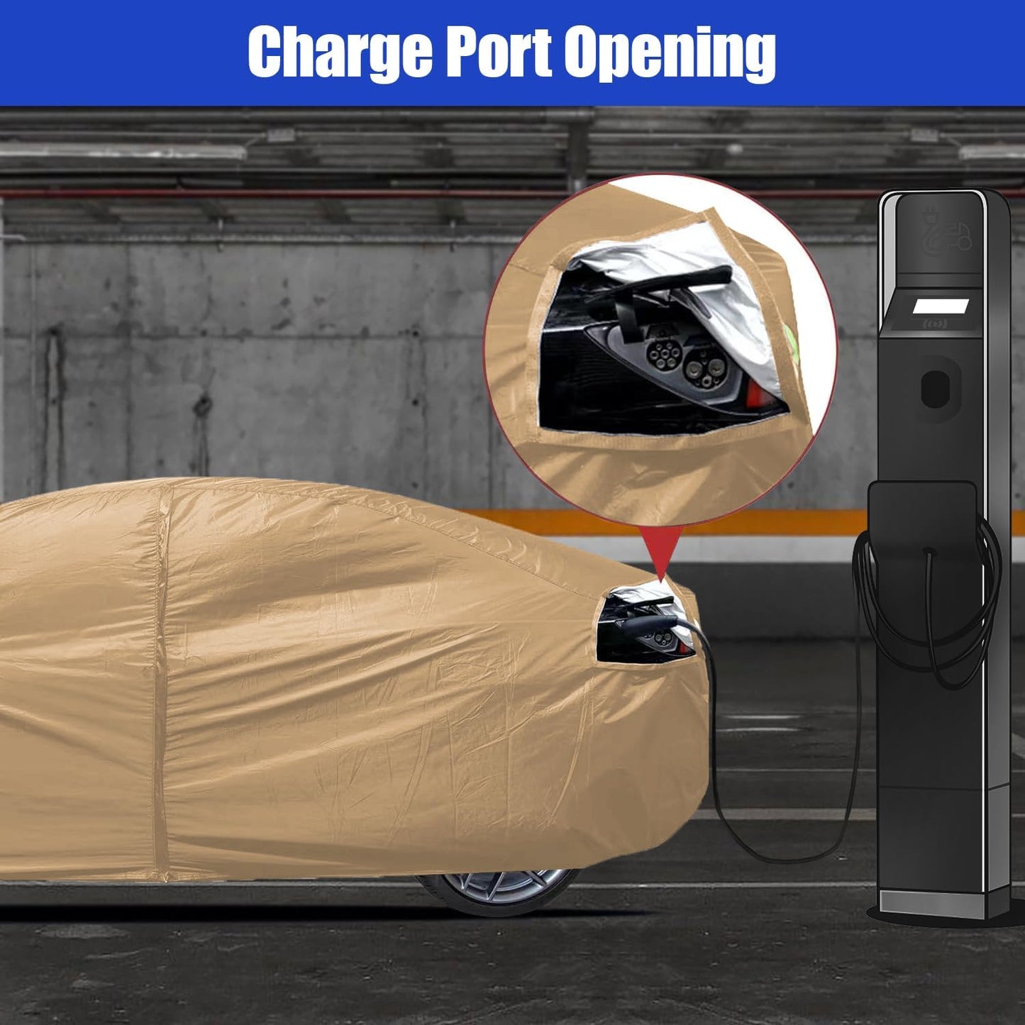 Heavy Duty Outdoor Car Cover Custom Fit for Tesla Model 3, Windproof All Weather Waterproof Sun Rain UV Dust Snow Protection Outdoor Car Covers