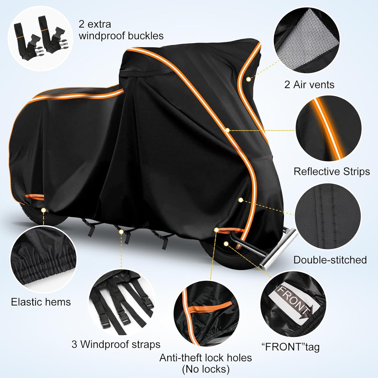 420D Waterproof Motorcycle Cover for Vespa GTV, Vespa GTS (300cc HPE,Super 300cc HPE,Super Sport 300cc HPE,Super TECH 300cc HPE), Outdoor Bike Cover Windproof Heavy Duty Waterproof Protection