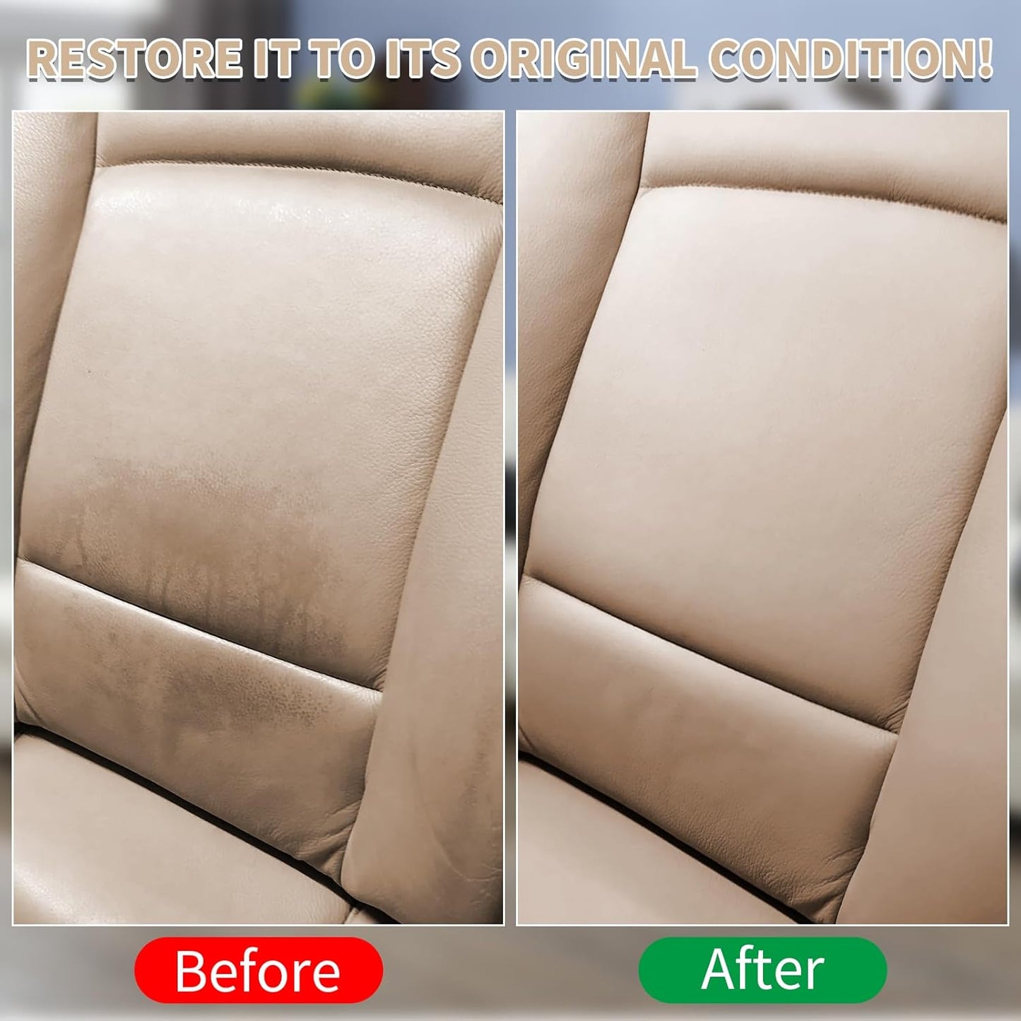 Beige Leather Recoloring Balm,Leather Couch Scratch/Stain Remover,Leather Repair kit for Vinyl Furniture and Car Interior,Leather Dye Paint for Scratched and Faded Leather Couches