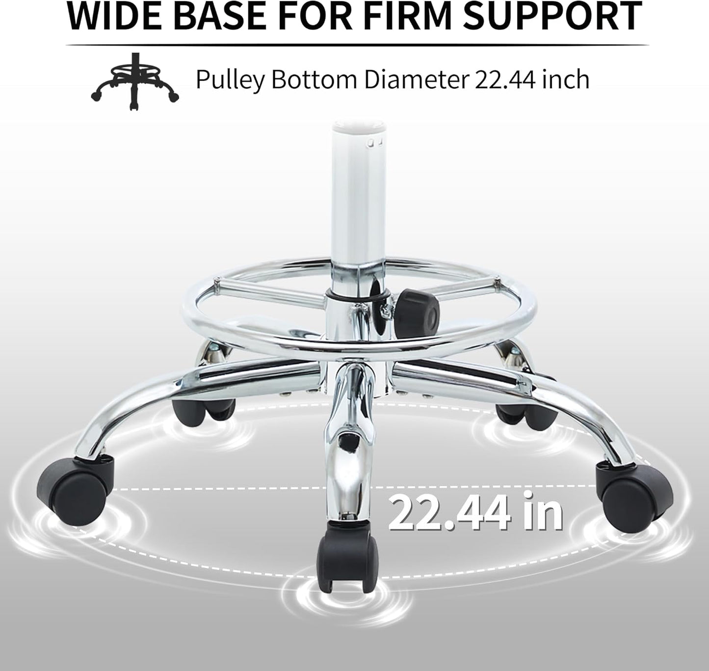 Drafting Stool (Height Adjustable Office Chair with Footrest 19.5’’-26.6’’)(Drum Stool with Back) Space Saving Tattoo Chair (Gray)