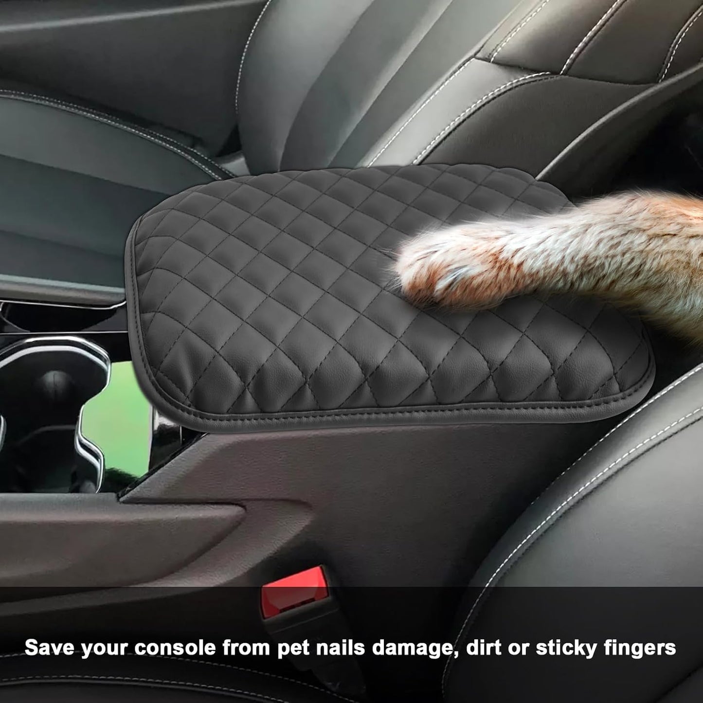 SXCY for 2022-2025 Grand Cherokee Armrest Cover for Jeep Grand Cherokee 2025 Accessories 2024 Grand Cherokee Console Cover 2025 Grand Cherokee Middle Console Cover(Checked Pattern Thickened)