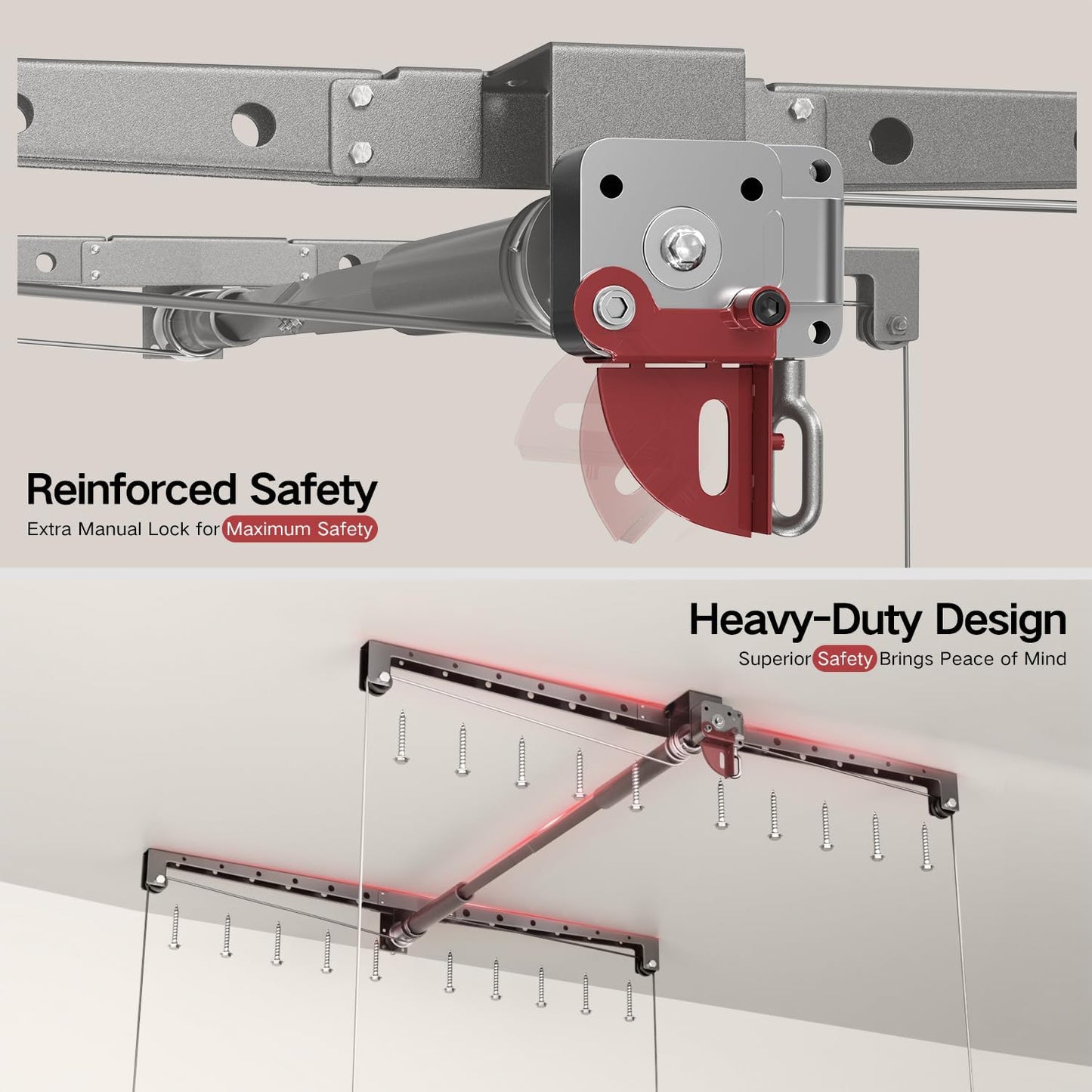 Overhead Garage Storage Rack, Adjustable Heavy-duty 4x4 Ft Ceiling Storage Racks with Safety Lock, Ideal for Garage Storage Lifting Organization System, 250lbs Capacity