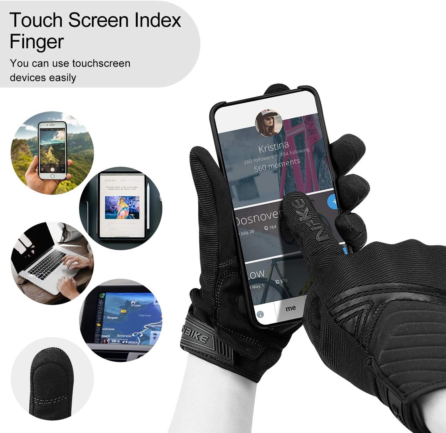 INBIKE Breathable Mesh Motorcycle Gloves Touchscreen with TPR Palm Pad Hard Knuckles