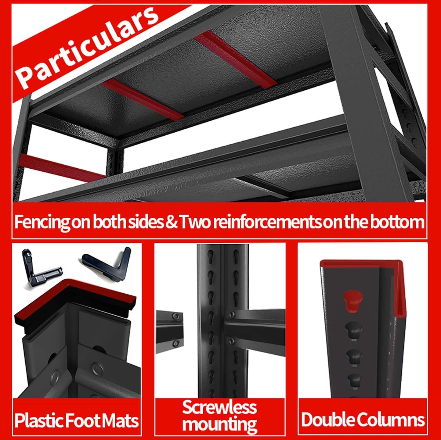 Garage Shelving 5-Tier Storage Shelves 3500LBS Heavy Duty Shelf Adjustable Metal Shelving Units for Basement, Kitchen, Commercial, Warehouse, Industrial, Black