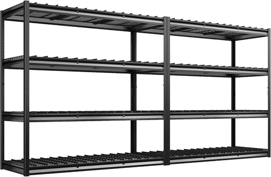 REIBII 60" W Garage Shelving Heavy Duty 2500LBS Storage Shelves 4-Tier Garage Shelves, Adjustable Metal Shelving for Warehouse, Pantry, Kitchen, Commercial, 60" W*60" H*24" D, 2 Pack