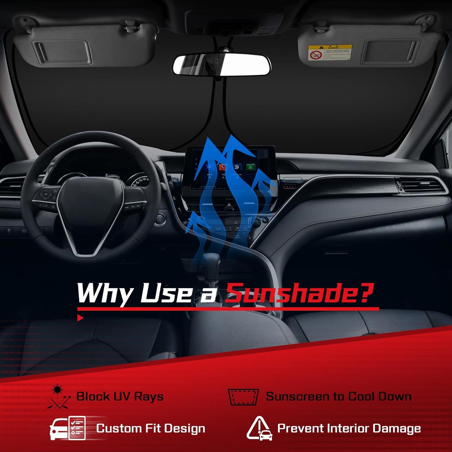 ARISMOTOR Windshield Sun Shade for Volkswagen VW Taos 2022-2025 2026, Custom Fit Foldable Front Window Sunshade Sun Visor Protector, Block UV Rays Keep Your Car Cooler