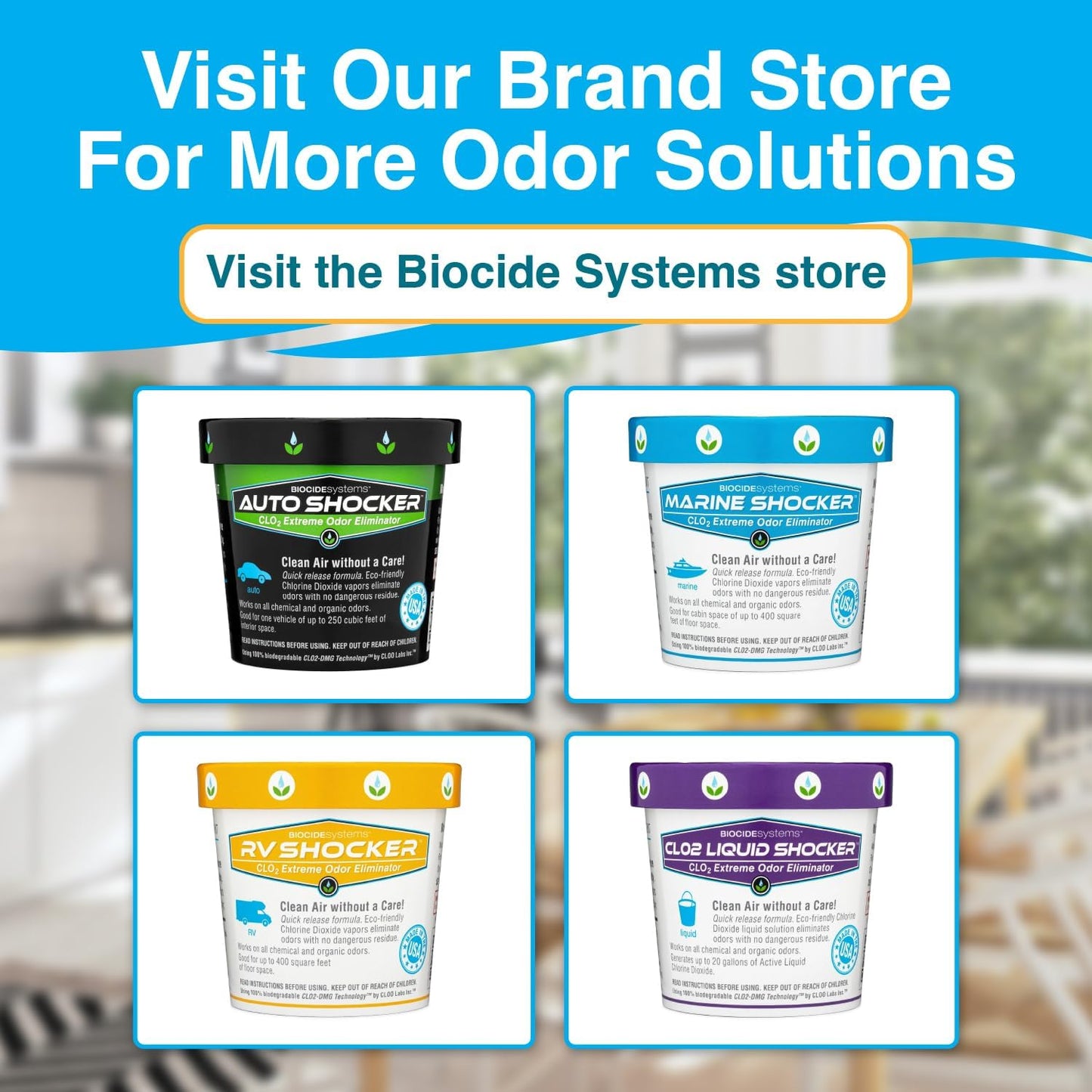 Auto Shocker Strong Car Odor Eliminator, Eco-Friendly ClO2 Odor Remover for Tough Odors in Vehicle Interiors, Up to 250 Cubic Feet (2-Pack)