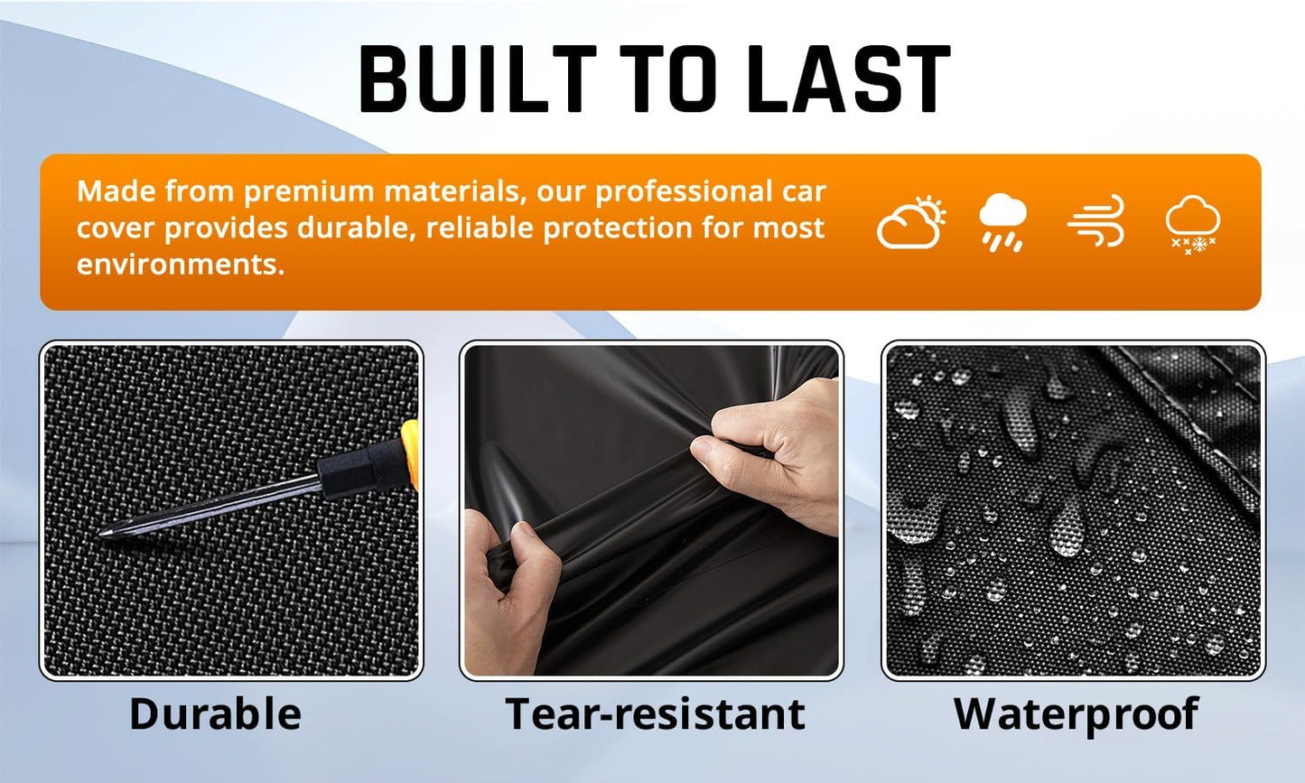 Honda Accord Car Cover Waterproof All Weather with Silver Strip Design, Custom Fit for Honda Accord 2005–2025, Accord Accessory with Door Zipper & Windproof Straps