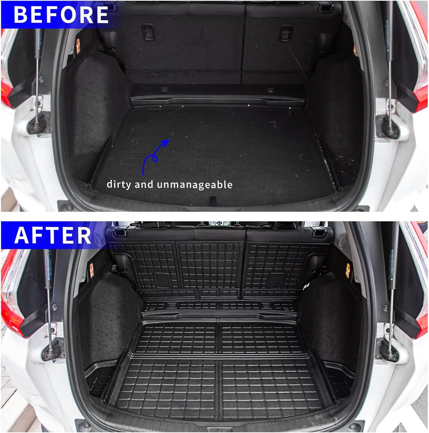 Rongtaod Floor Mats Compatible with 2017-2022 Honda CRV Cargo Mat Cargo Liner Trunk Mat Back Seat Cover Protector 2021 CR-V Accessories (Trunk Mats+Backrest Mats+Floor Mats)