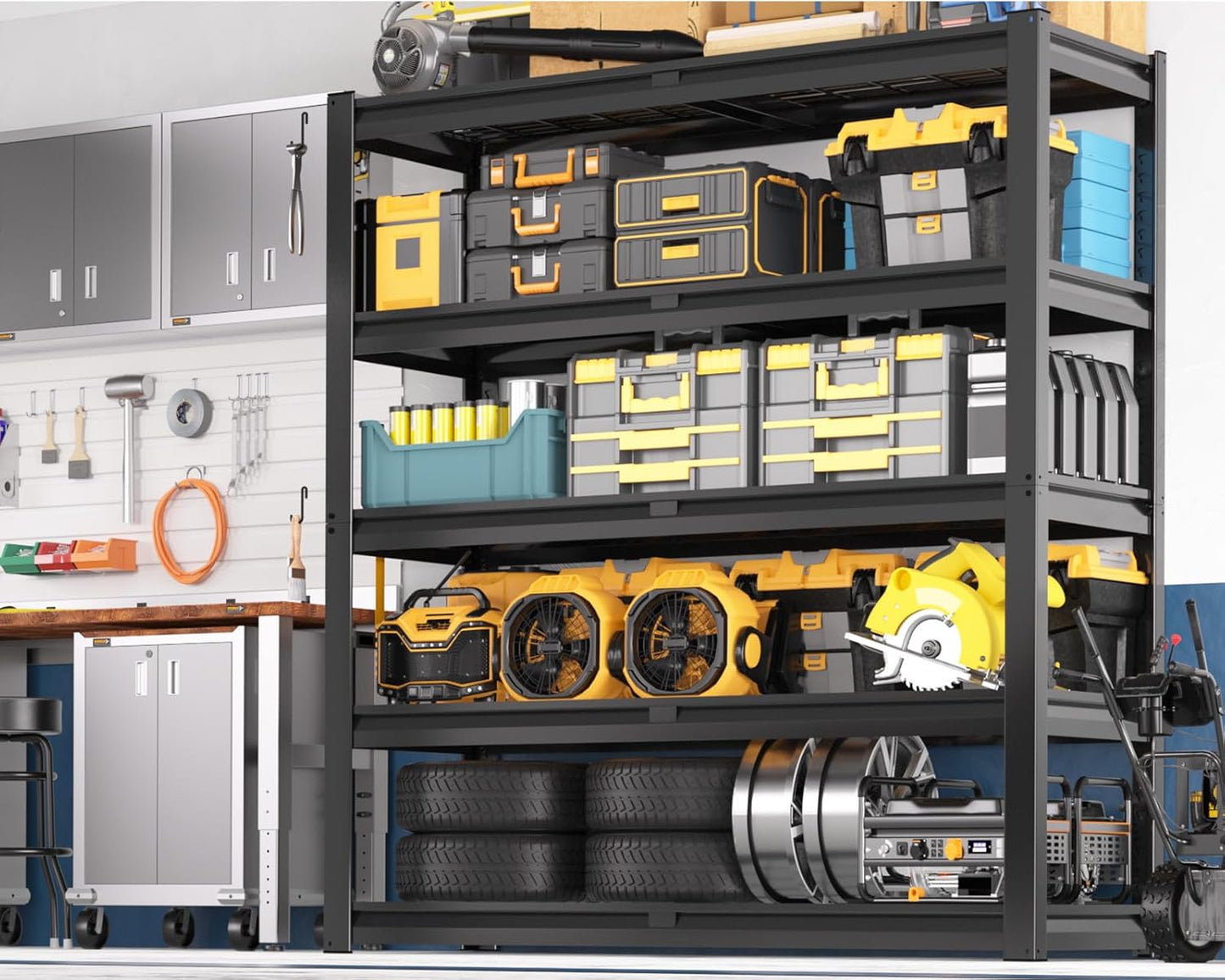 PrimeZone 72" H X 48" W X 18" D Heavy Duty Garage Shelving 5 Tier 2500 LBS Storage Shelves Adjustable Industrial Metal Wire Shelf Unit for Garage,Basement,Pantry,Warehouse,Commercial 4Pack