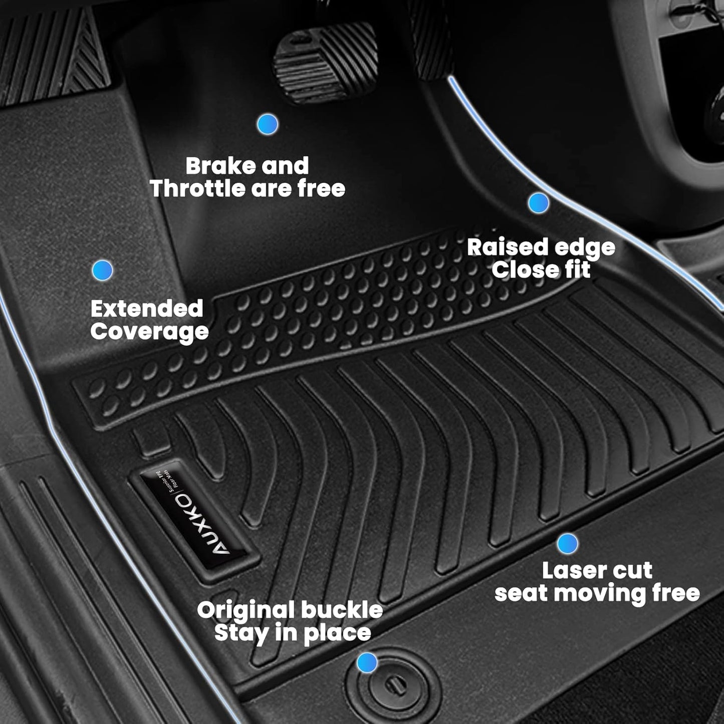 Auxko All Weather Floor Mats Fits for Honda HR-V Include Hybrid 2023 2024 2025 2026 TPE Rubber Liners All Season Guard Odorless Anti-Slip Mats for 1st & 2nd Row