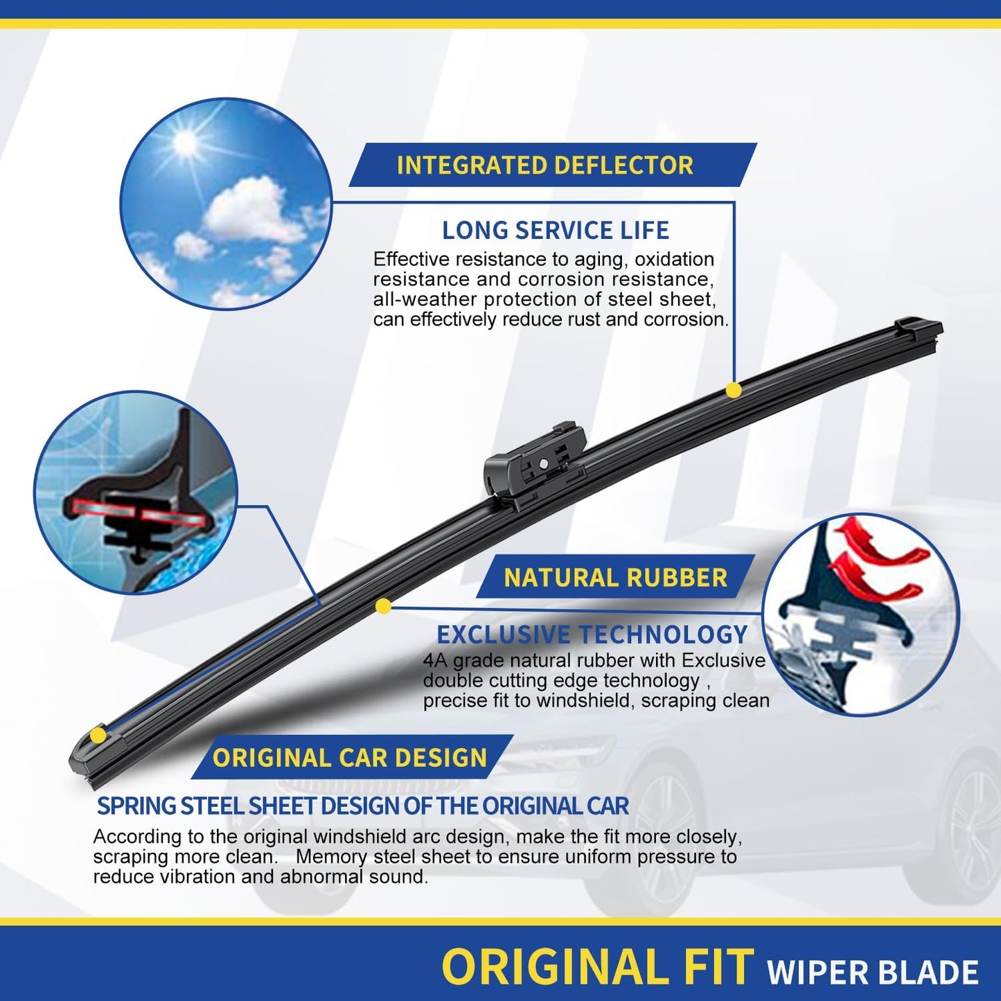 3 wipers Replacement For Toyota C-HR CHR 2016 2017 2018 2019 2020 2021 2022 2023 Original Equipment Windshield Wiper Blades Set 26"+16"+14" (Set of 3) Pinch Tab
