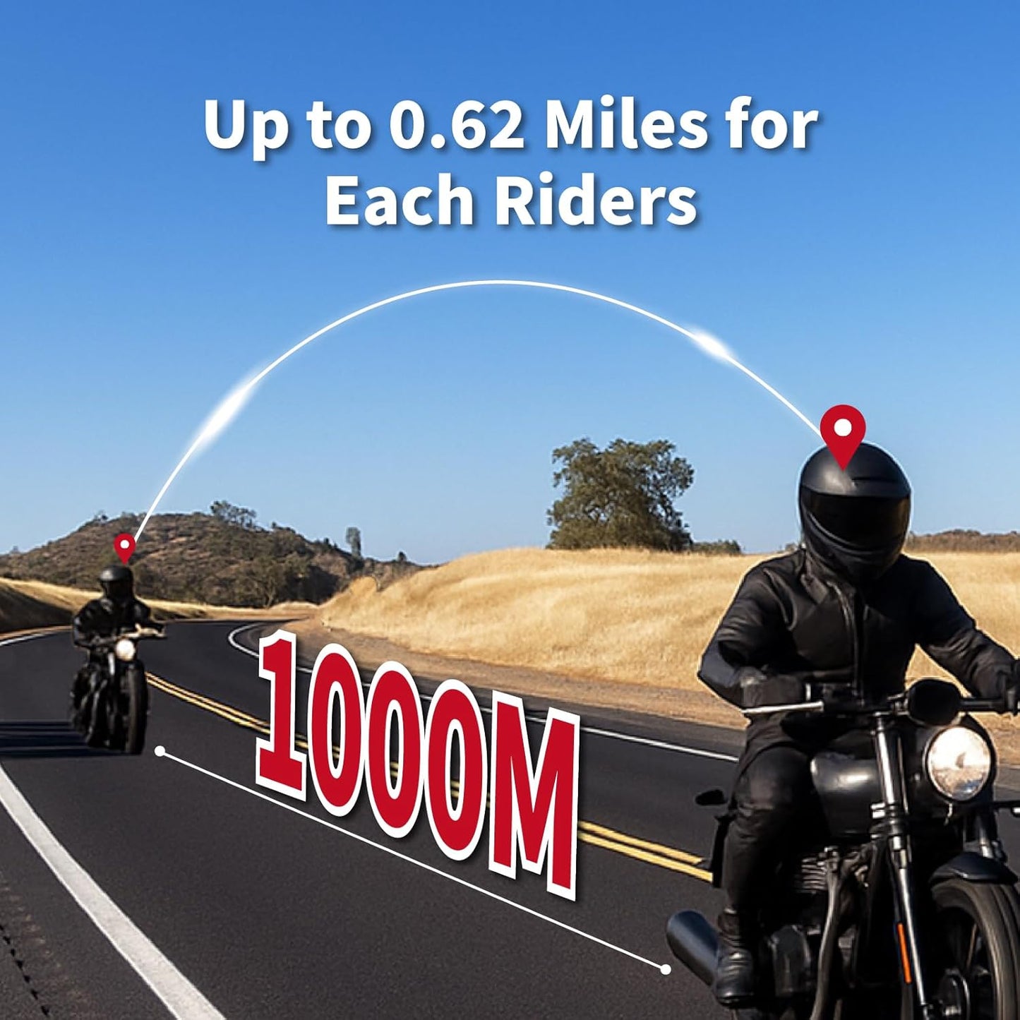 Salut Motorcycle Bluetooth Intercom Headset - Helmet Communication System, Waterproof Speaker, Voice Comm Earbuds, Helmet Headphone, Noise Cancellation(Single Black)