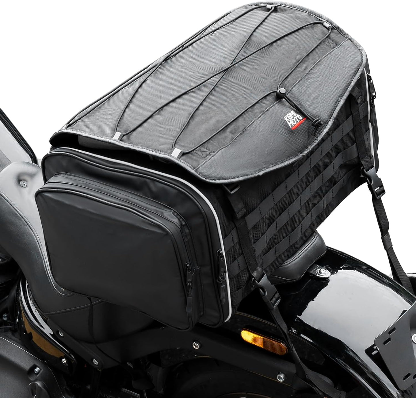 KEMIMOTO Motorcycle Tail Bag, Dual Use Motorcycle Rear Seat Bag with Waterproof Rain Cover, 50L Expandable Motorbike Helmet Bag Luggage Storage Backpack