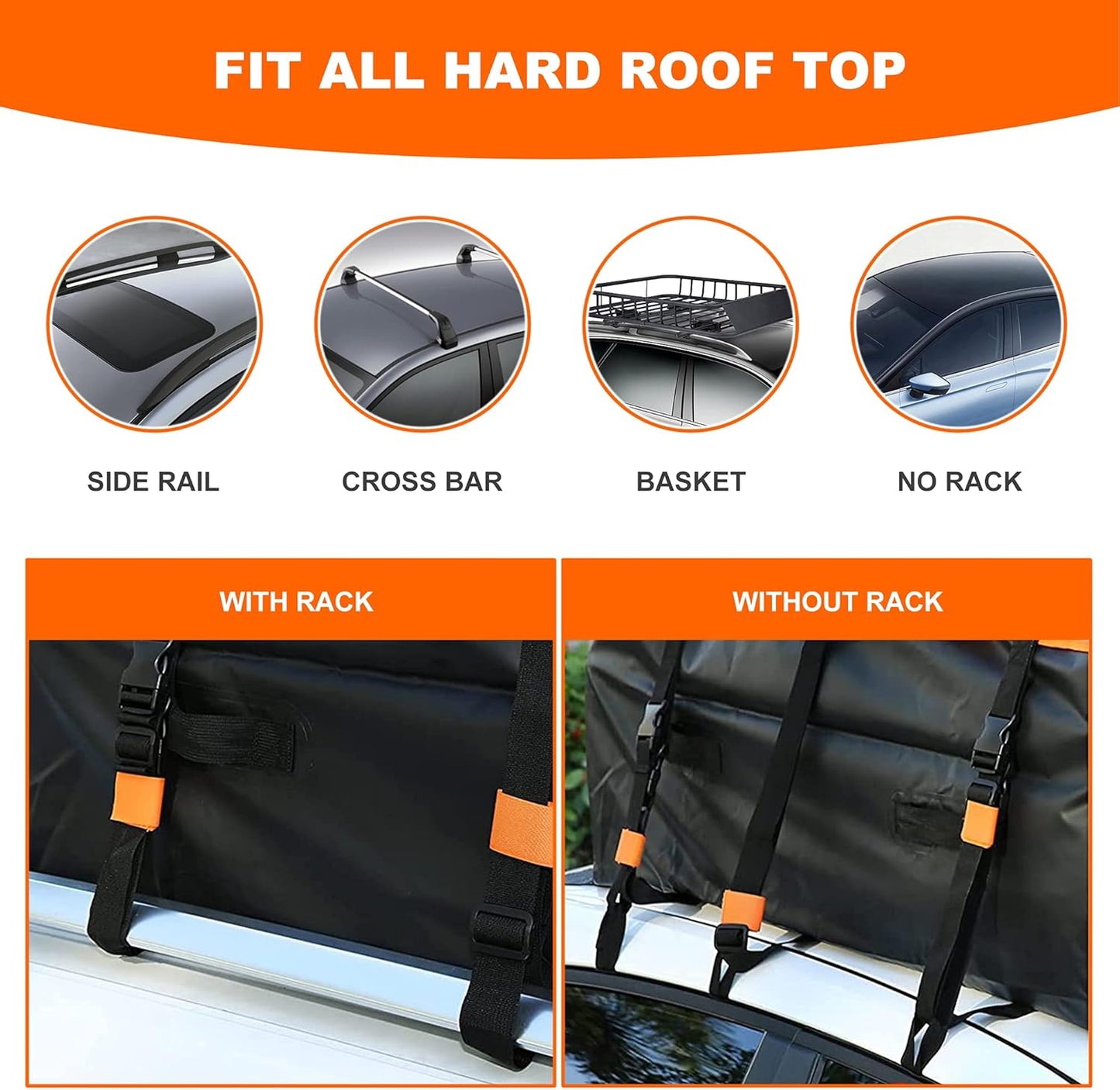 MeeFar Rooftop Cargo Carrier Car Roof Bag 21 Cubic Feet 100% Waterproof Car Top Carrier, Fits All Vehicle with/Without Rack,Include Anti-Slip Mat,10 Reinforced Straps,6 Door Hooks,Luggage Lock