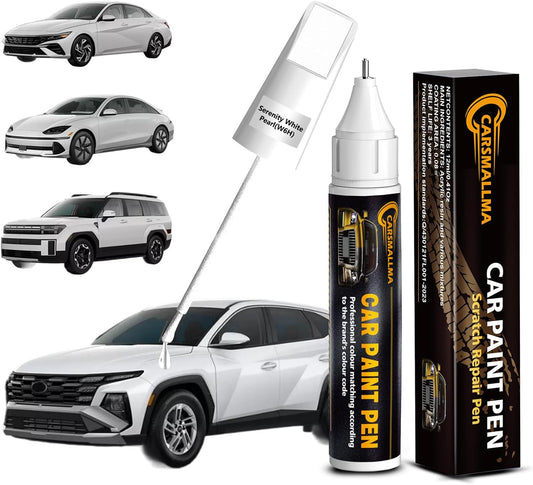 W6H Serenity White Pearl Car Touch Up Paint for Hyundai, Color Accurate Car Paint Scratch Repair Pen Kit Quick & Easy Fix Vehicle Chips and Automotive Nicks Scuff