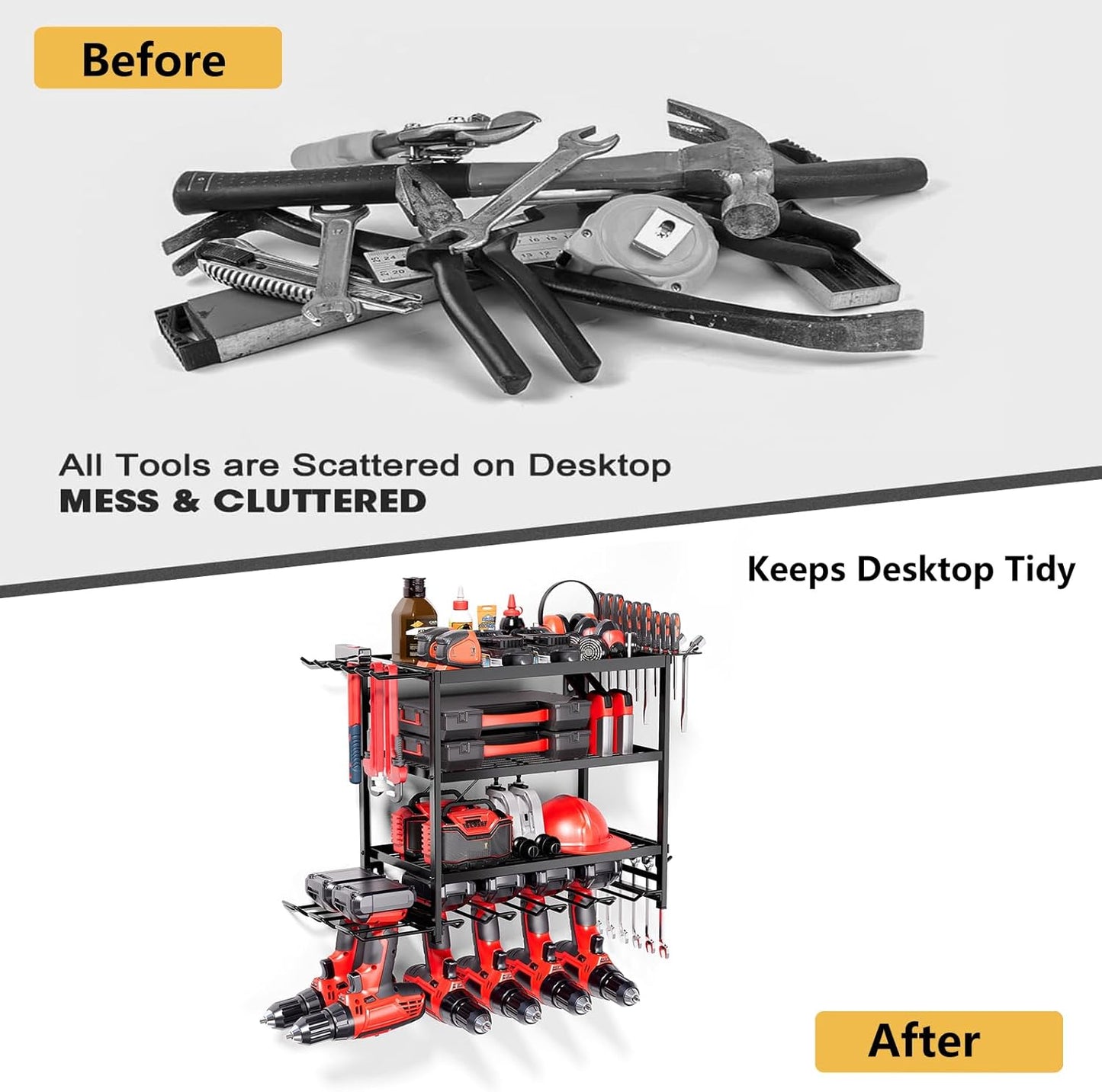 Power Tool Organizer - Garage Tool Holder and Storage (Black, B)