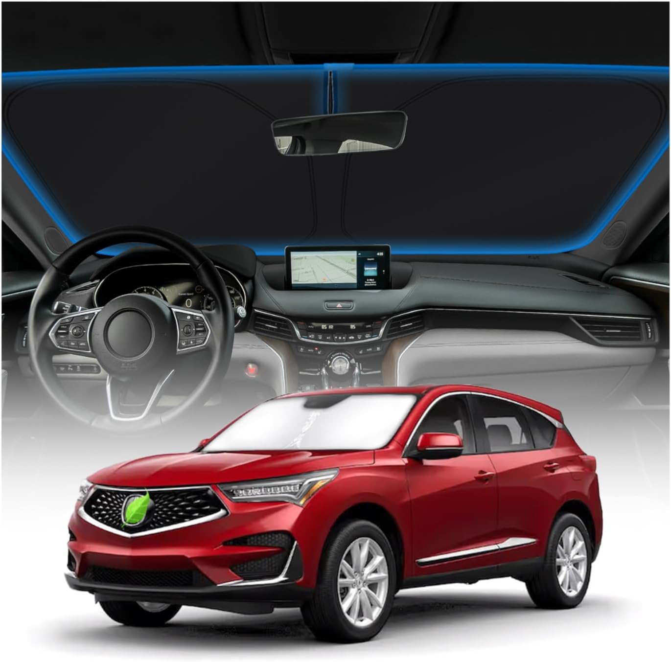 KUST Windshield Sun Shade Custom Fit for 2019-2024 2025 2026 Acura RDX Accessories Windshield Sunshade Window Shade Sun Visor Protector Foldable Blocks UV Rays Keep Your Car Cooler