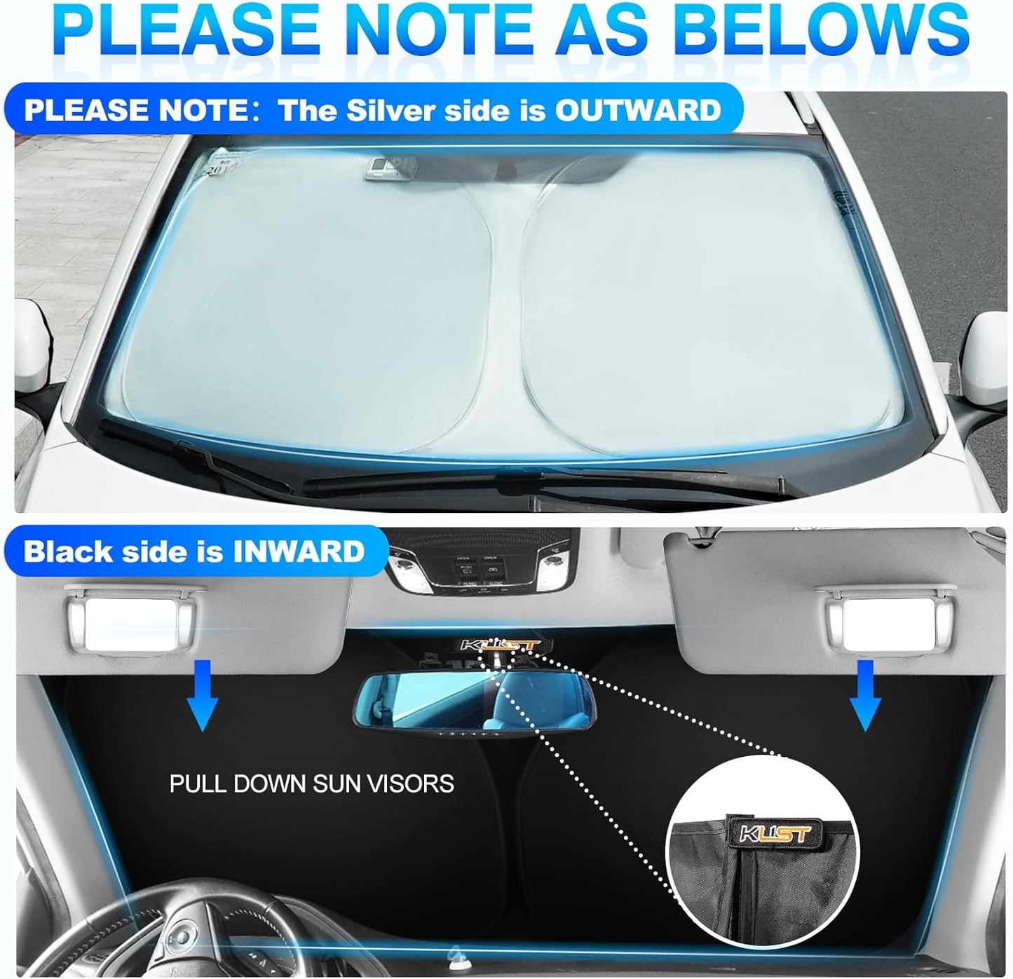 KUST Windshield Sun Shade for Audi Q7 Accessories 2007-2015 Window Shade Sun Visor Protector Foldable Blocks UV Rays Keep Your Car Cooler