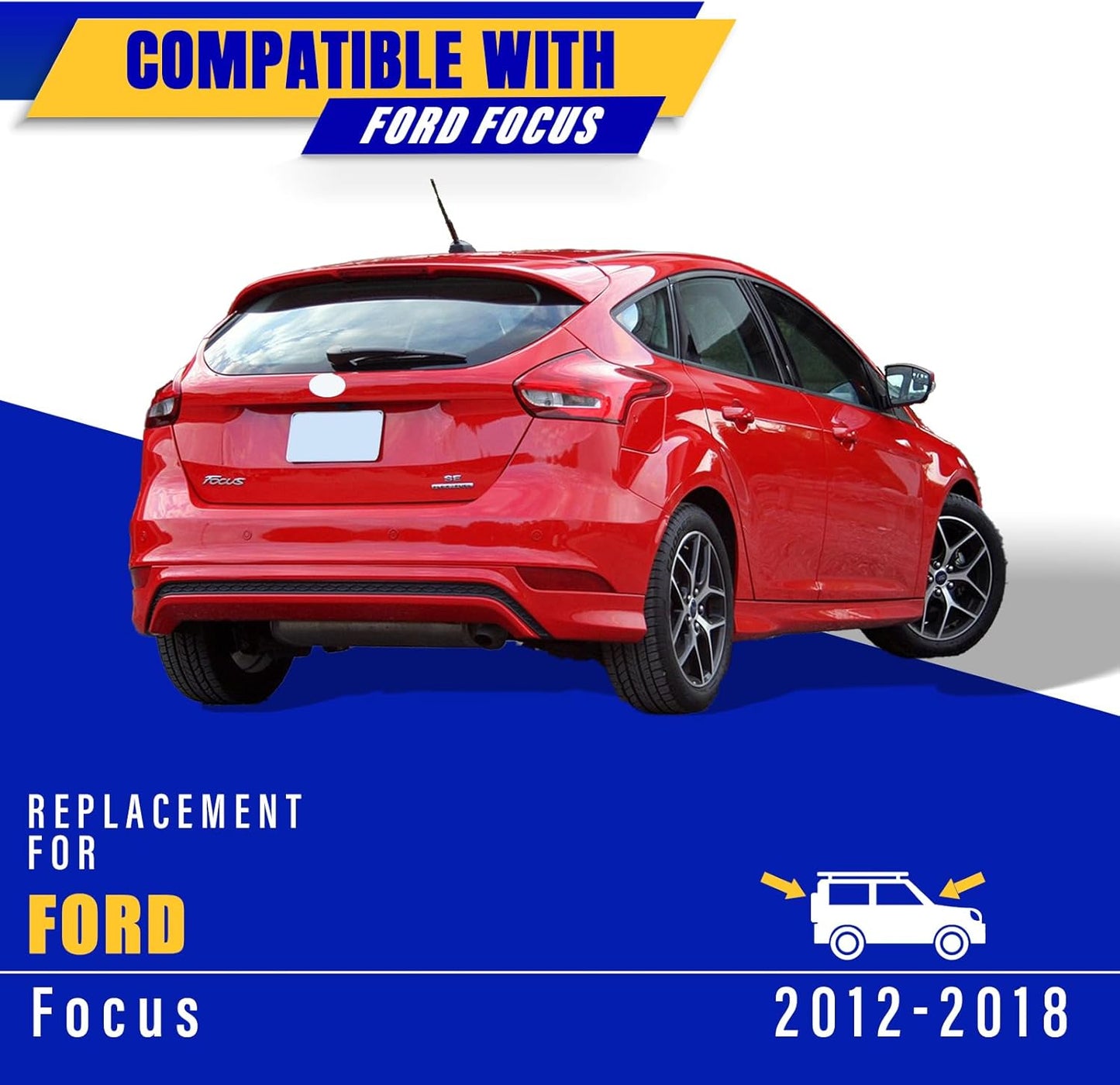 3 wipers Replacement for 2012-2018 Ford Focus, Windshield Wiper Blades Original Equipment Replacement - 28"/28"/12" (Set of 3) Pinch Tap