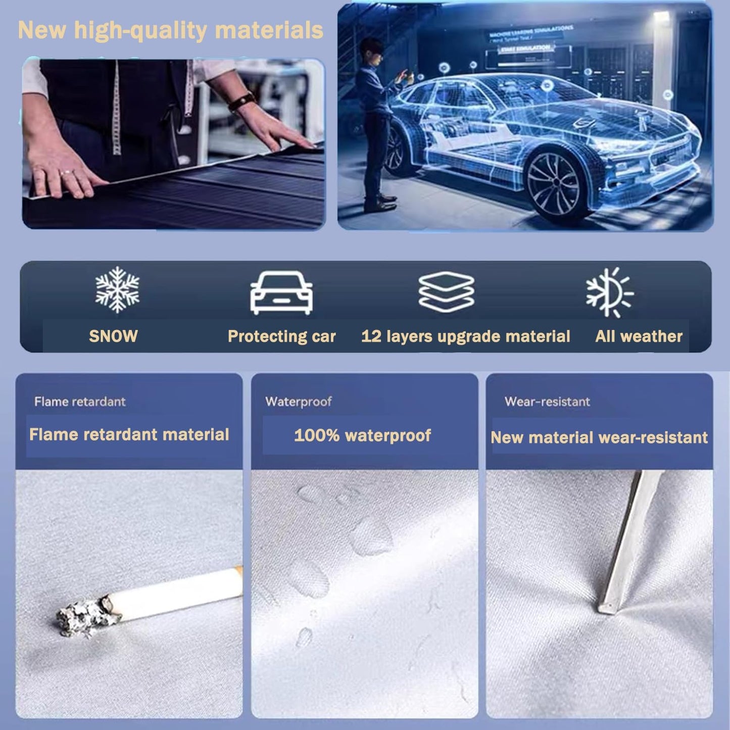 Autsop SUV Car Cover Waterproof All Weather,12-Layer Car Covers for Automobiles Outdoor Heavy Duty Full Exterior Covers for SUV(176-187 Inch)