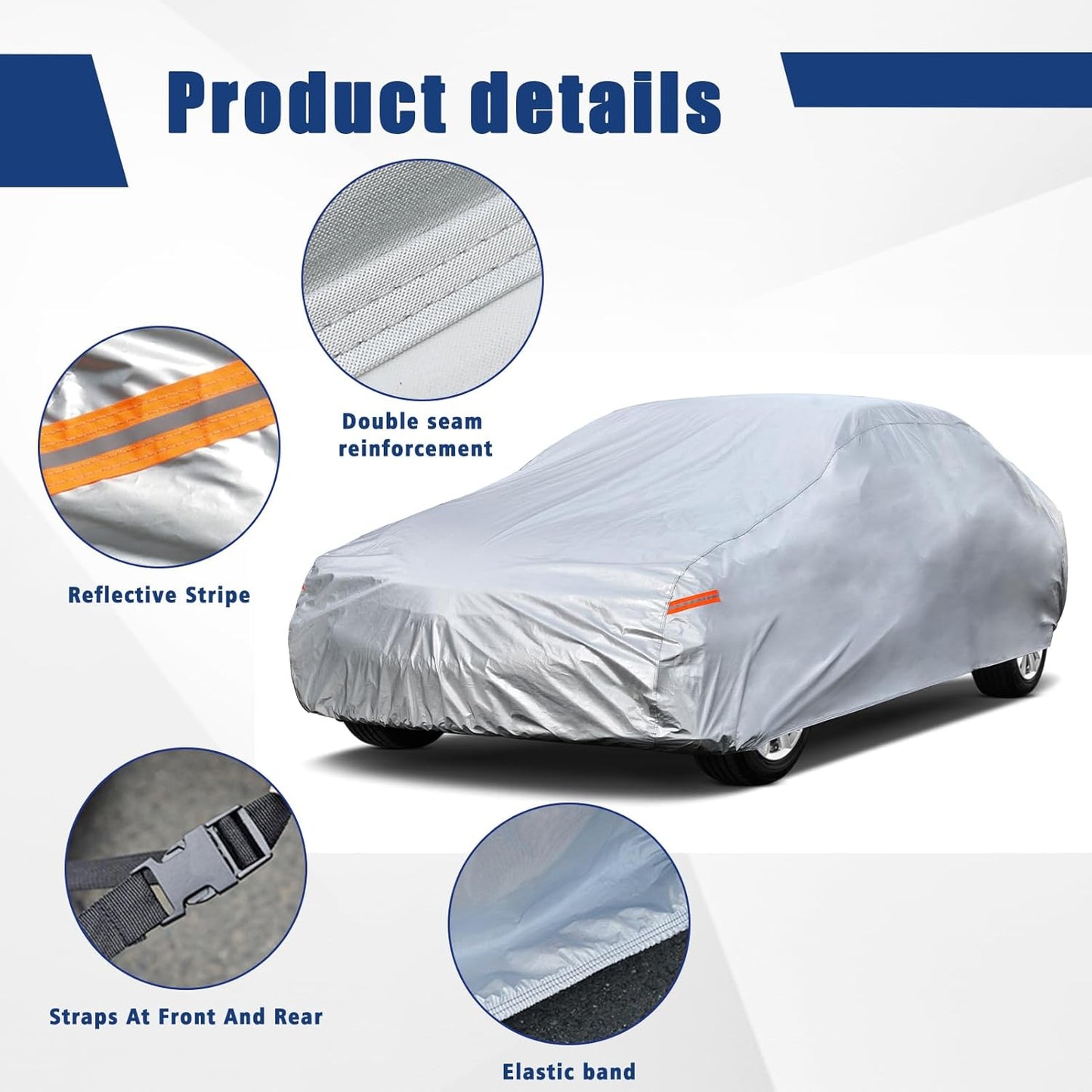 Kayme 6 Layers Car Cover Custom Fit for Audi TT (1998-2025) Waterproof All Weather for Automobiles, Outdoor Full Cover Rain Sun UV Protection.Silver