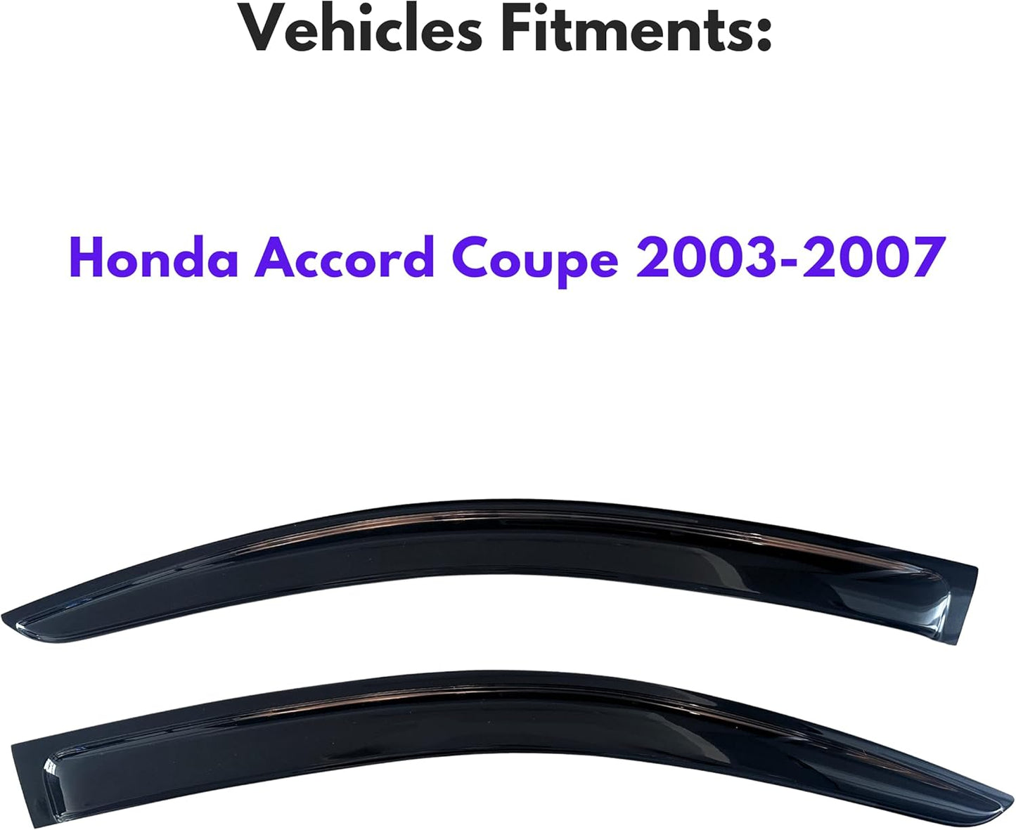 KPY Window Visor Compatible with Honda Accord Coupe 2003-2007, 2PC Rain Guard Side Window Vent Deflectors Tape-On Style, 2003 2004 2005 2006 2007