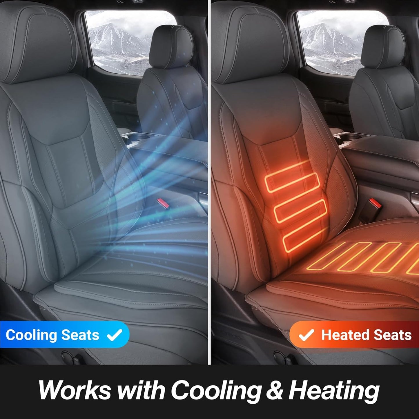 Coverland Custom Car Seat Covers Compatible with 2011-2018 RAM 1500 Quad Cab, Crew Cab - Premium Leather Non-Slip Waterproof Custom Interior Protector Full Set-Dark Gray [See Size Chart-Size X144]