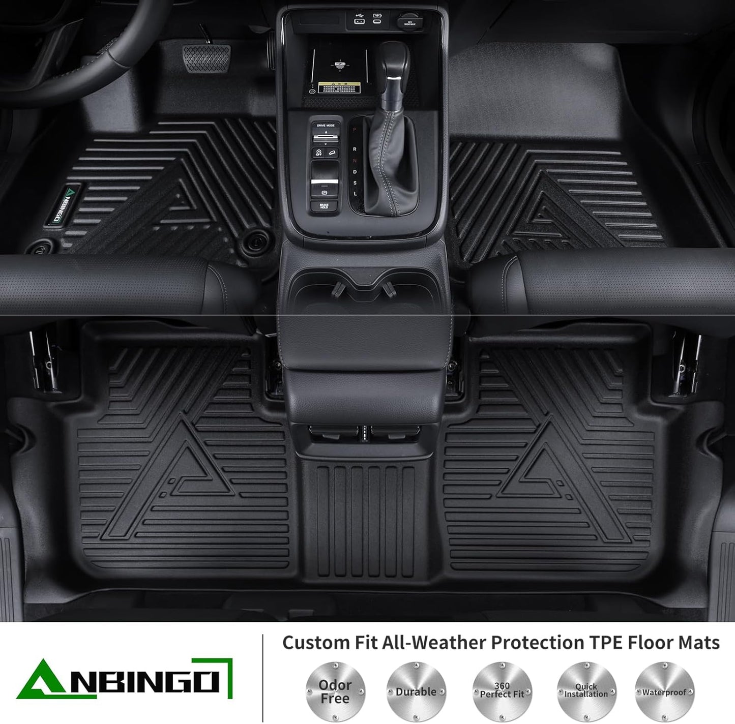 ANBINGO® Floor Mats for 2024 2025 CX-90 & CX90 PHEV (Plug in Hybrid) 6&7 Seater 2nd Row Captain Seat or Bucket Seat All Weather Waterproof Mazda Car Mat Guard Liners