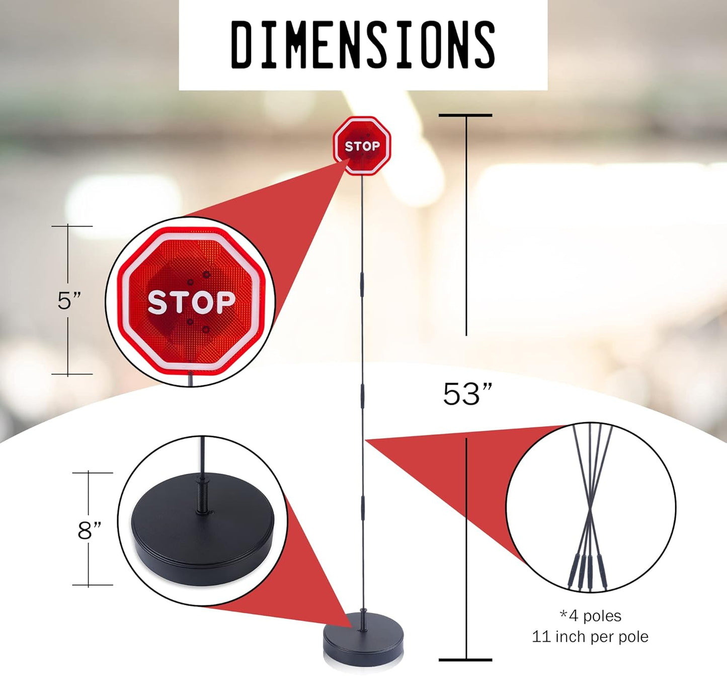 Andalus Brands Flashing LED Stop Sign Garage Parking Assistant System | Bumper Sensor,Red (2 Pack)
