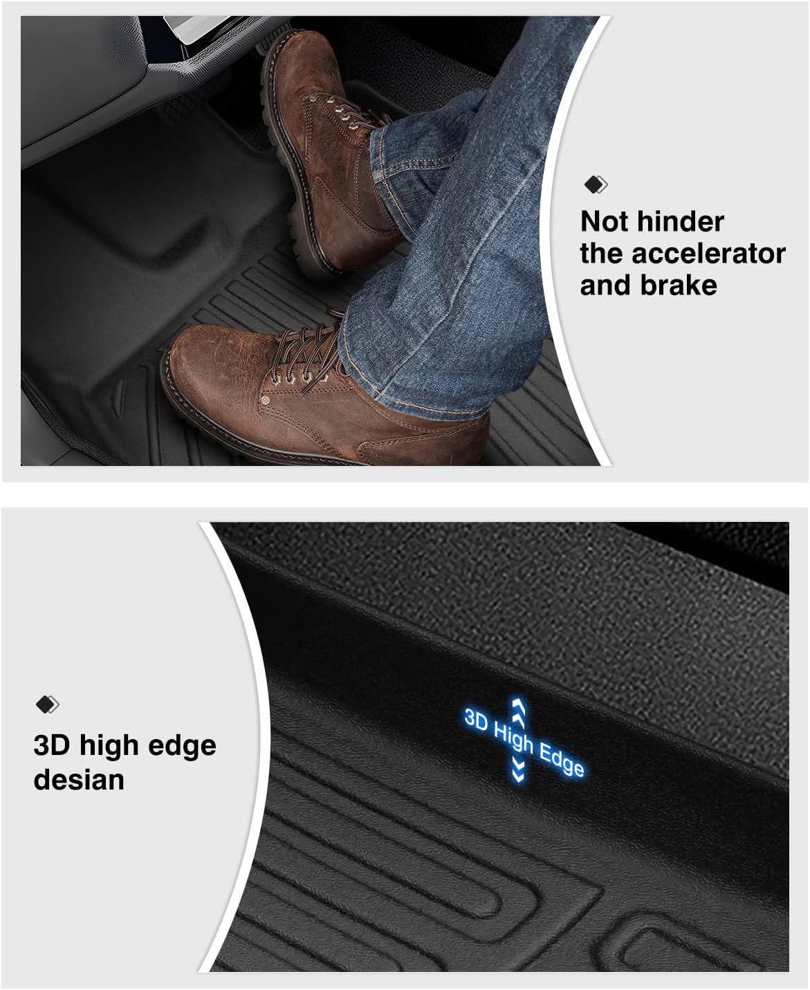 Powerty Floor Mats for 2023 2024 2025 Honda HR-V HRV Accessories All Weather Floor Liner 3D TPE 1st & 2nd Row Floor Mat Heavy-Duty Floor Liners