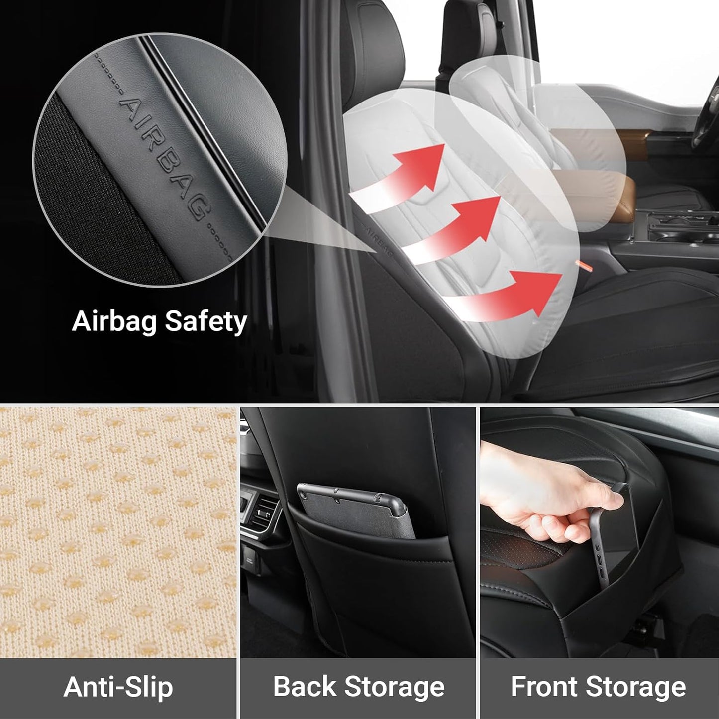 Coverland Custom Car Seat Covers Compatible with 2004-2015 Titan King Cab, Crew Cab - Premium Leather Non-Slip Memory Foam Waterproof Interior Protector Front Seat-Black [See Size Chart-Size A75]