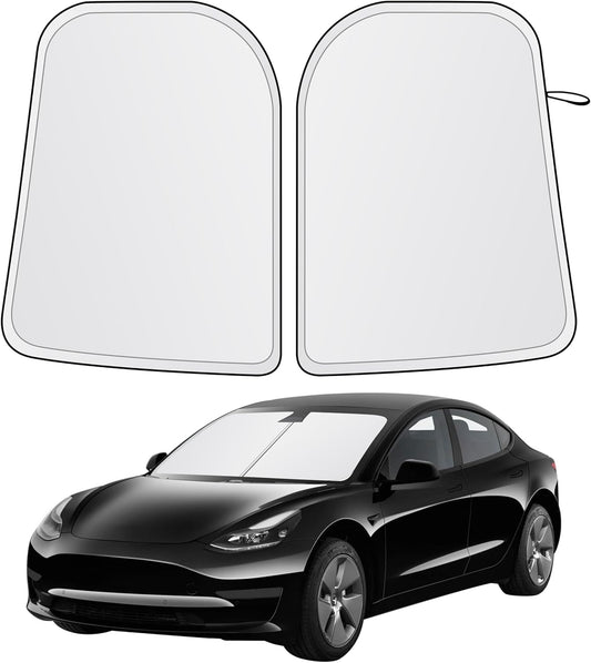 EcoNour Tesla Windshield Sun Shade | Foldable Front Windshield Shade for Sun, Heat and UV Rays | Car Front Window Sunshade | Sun Protection Shade Fit for Tesla Model-3 & Model-Y