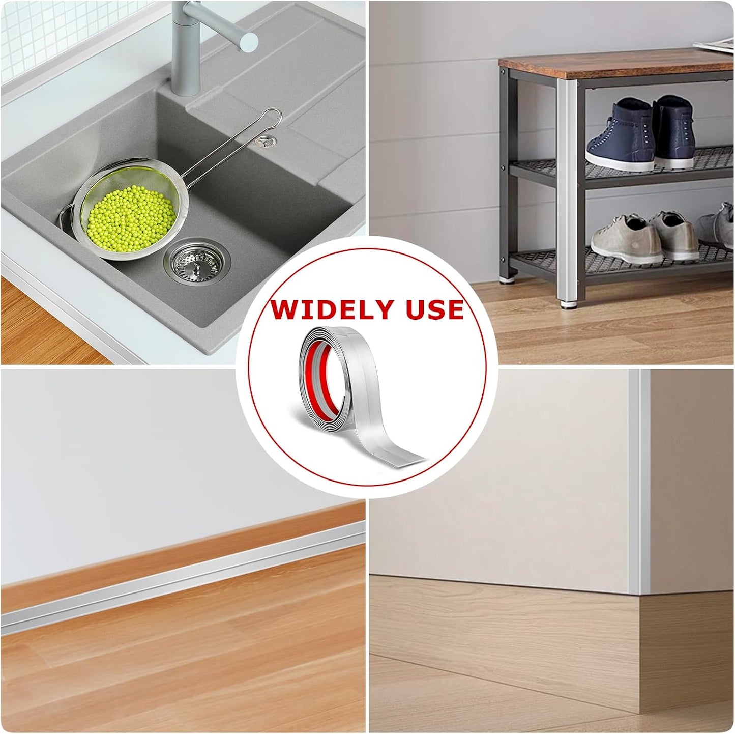 Flexible Wall Corner Protector Moulding Trim Peel and Stick Wall Corner Guards Edge Protector Self Adhesive Wall Molding Trim Strip for Wall Edge Corner Ceiling (Silver, 2.4 in x 10 Ft)