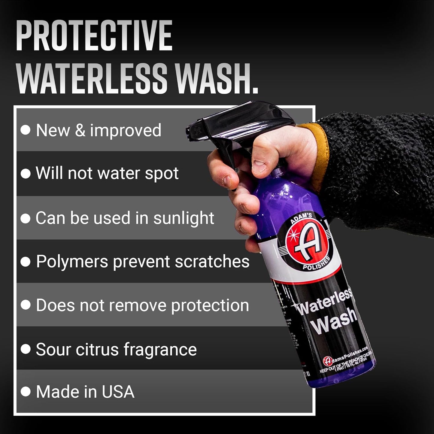 Adam's Polishes Waterless Wash (5 Gallon) Cleaning, Wash, Spray for Car Detailing, Safe Ultra Slick Lubricating Formula for Car, Boat, Motorcycle, RV -No Garden Hose, Wash Soap, or Foam Cannon Needed