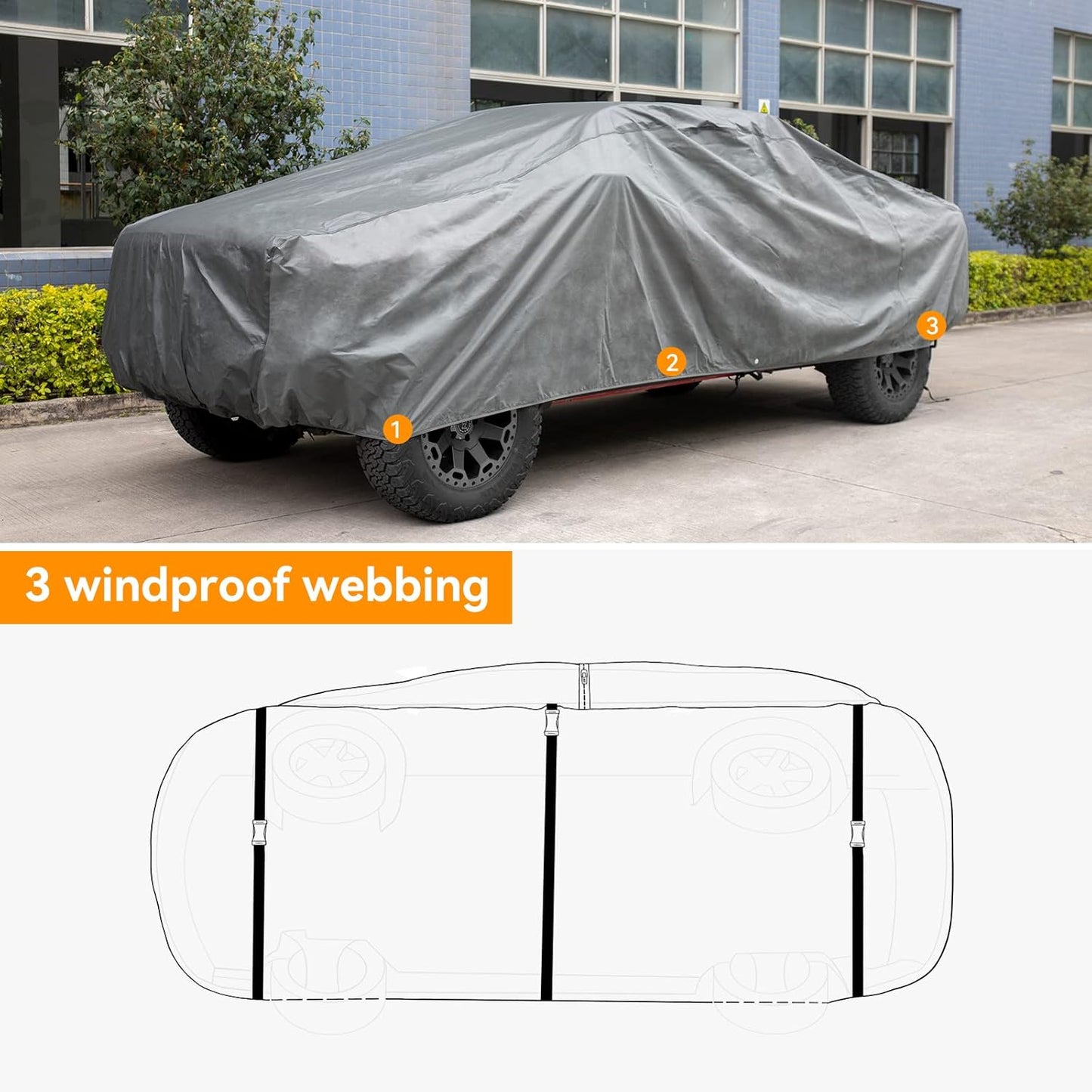 XCAR Ultra Light Waterproof Truck Car Cover for Automobiles All Weather Protection, Windproof & Breathable, Fits Cars Up to 232"