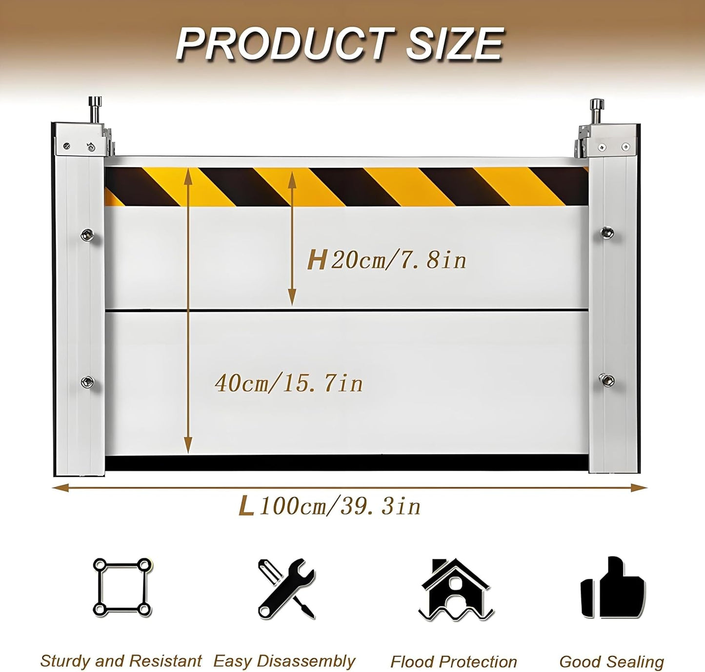 Flood Barriers for Home Exterior,Aluminum Alloy Outdoor Garage Doors Water Barriers for Flooding(H39.4Inch,L8FT)