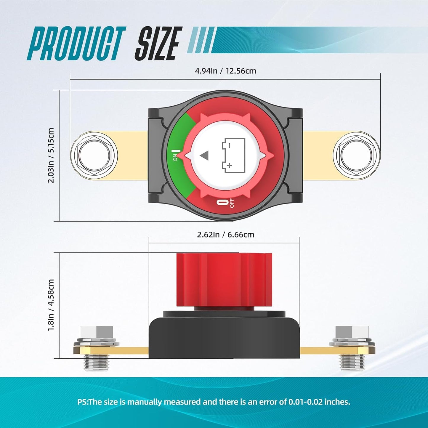 Battery Disconnect Switch, Hilictokt Side Post Battery Disconnect Switch On/Off 275A 12V-48V Battery Power Cut Off Switch for Car Vehicle RV and Boat