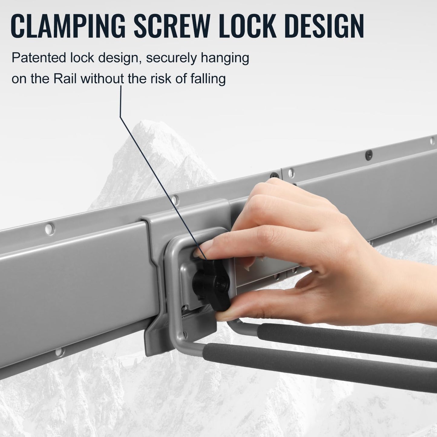 Clamping Garden Tool Organizer, Garage Organization Wall Mount Tool Holder, Heavy Duty Garage Storage Tool Rack, Shovel Hangers Yard Tool Hook, Hold Up to 420lbs (48Inch Grey)