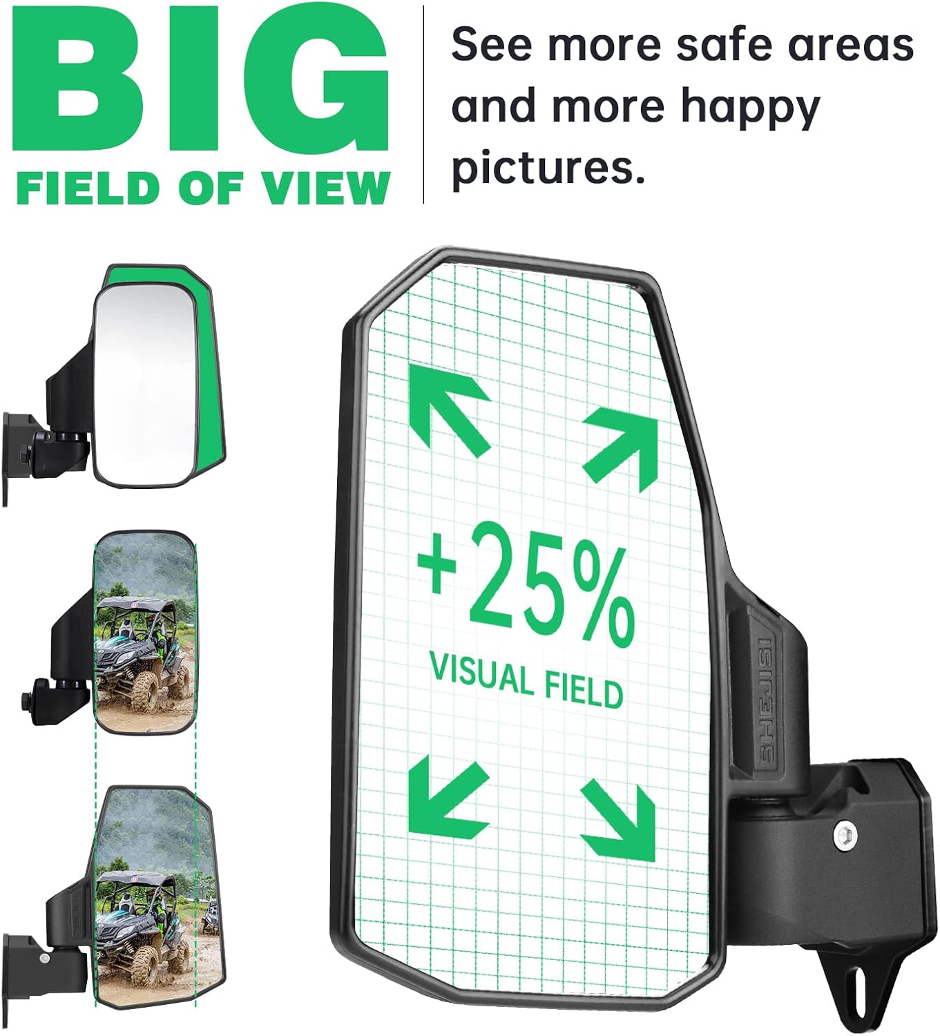 Defender Side Mirrors,The Spring Back Feature Allows Easy Reset After Fold,2024 New UTV Mirrors Compatible with Can Am Defender HD10 HD9 HD8 HD7 HD5,Suitable for No Door,Half Door,Full Door