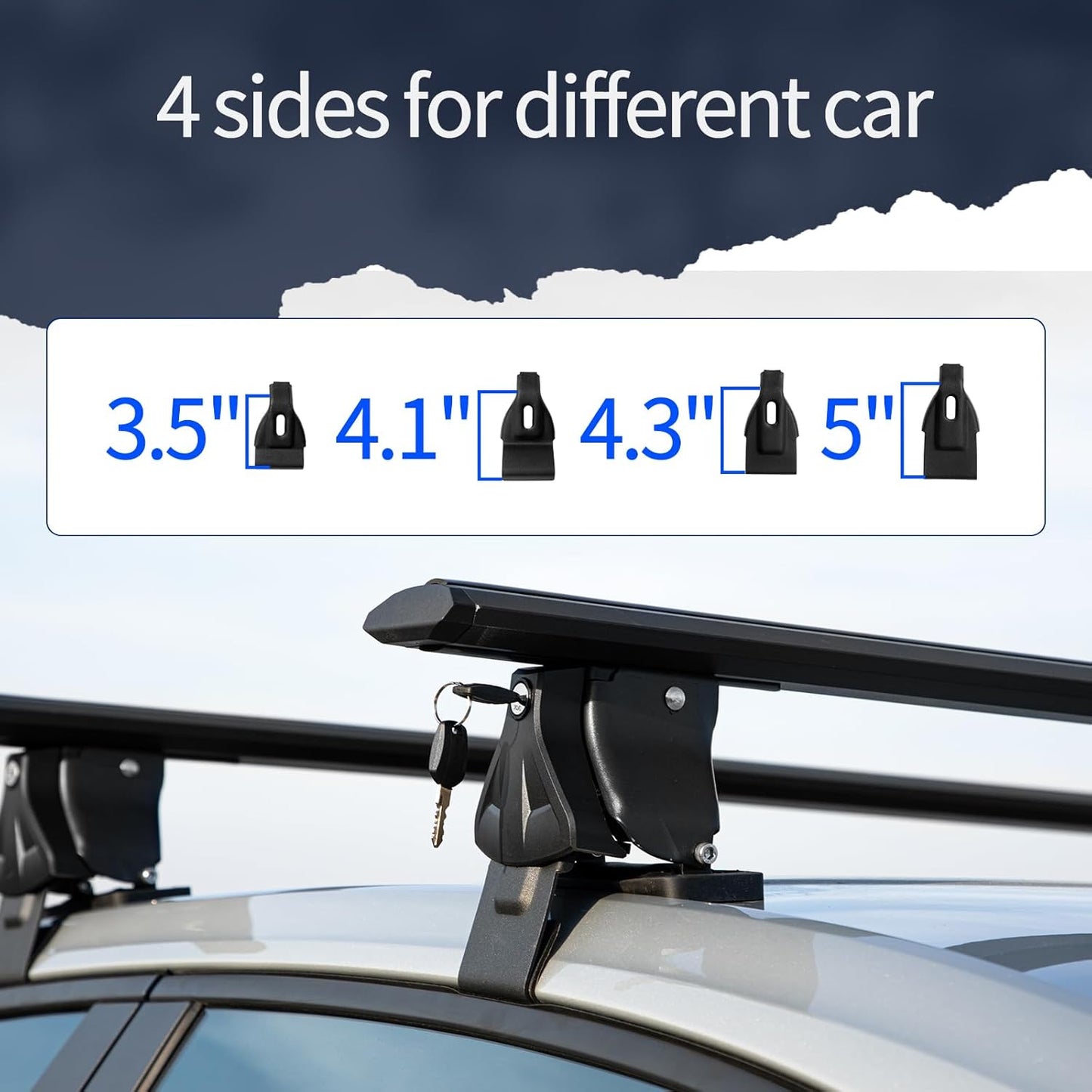 Universal 55" Roof Rack Cross Bars, Adjustable Car Top Roof Rack,Aluminum Locking Crossbars Fit for Car SUV Without Any Types of Side Rails