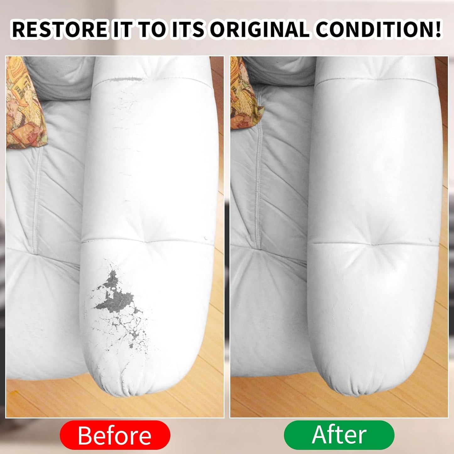 Leather Recoloring Balm,8.5oz Leather Color Restorer,White Leather Repair kit for Furniture and Car Interior,Leather Couch Scratch Repair,Leather Dye Paint for Faded,Cracked and Damaged Leather