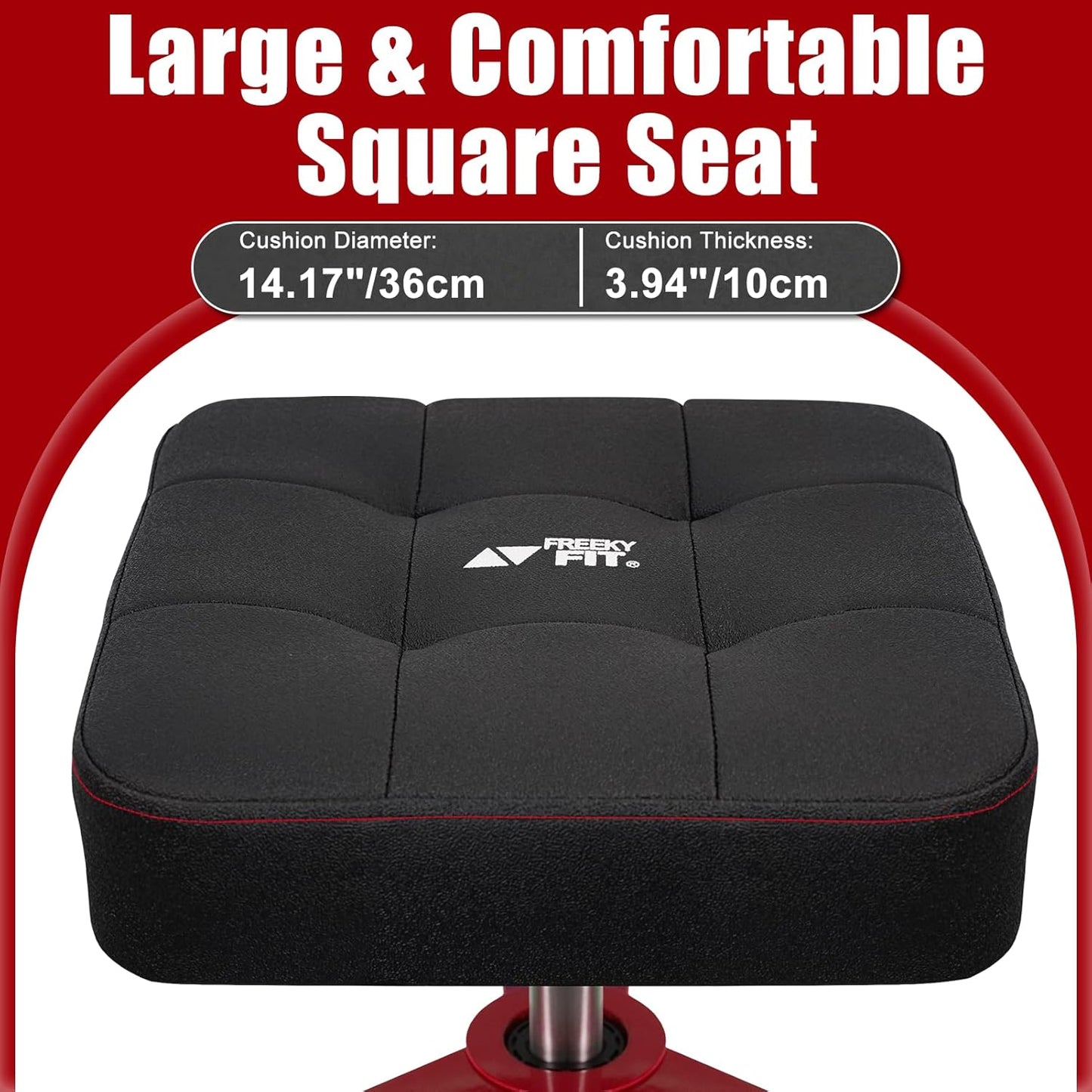 Adjustable Shop Stool,Garage Mechanic Stool Chair,Work Seat for Workshop, Adjustable Height, 360° Swivel Padded Square Seat,Tool Storage, 350 LBS Capacity, Heavy Duty, Red