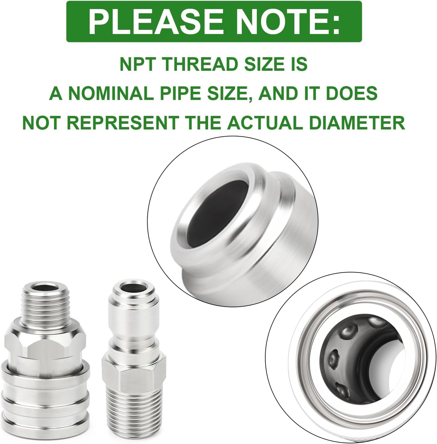 TAISHER 12PCS 304 Stainless Steel Pressure Washer Adapter Kit, Quick Connect Fittings，1/4" Male